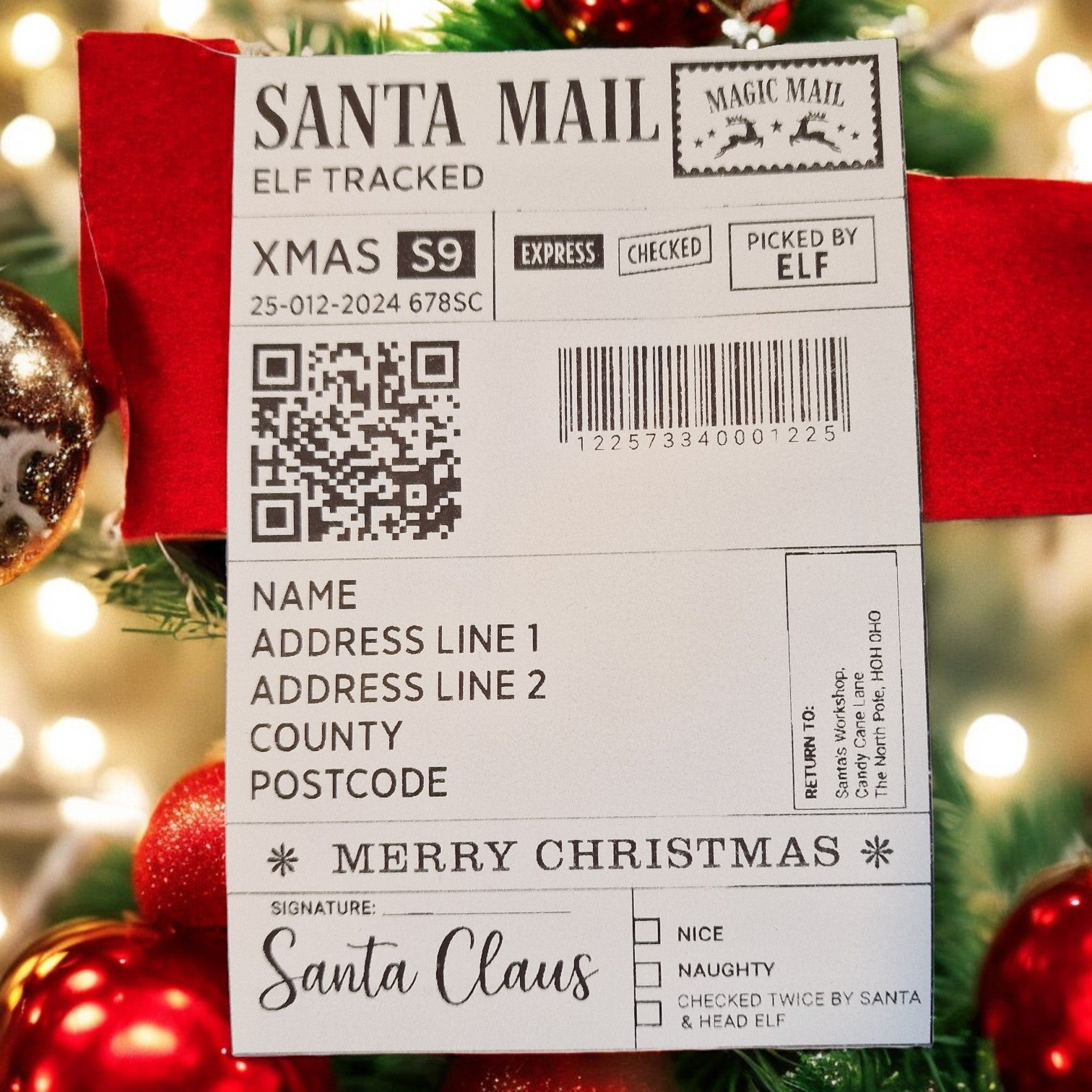 Personalised 4x6 Postage Labels – Pack of 10 – Self Adhesive – Custom Santa Mail Christmas