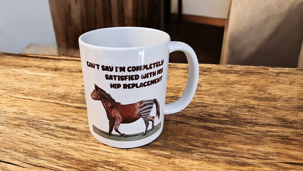 Get Well Soon Mug For Broken Hip & Surgery, Personalised Mug. funny gifts Horse and zebra leg