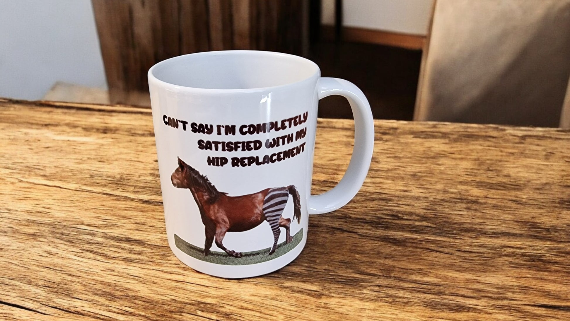 Get Well Soon Mug For Broken Hip & Surgery, Personalised Mug. funny gifts Horse and zebra leg