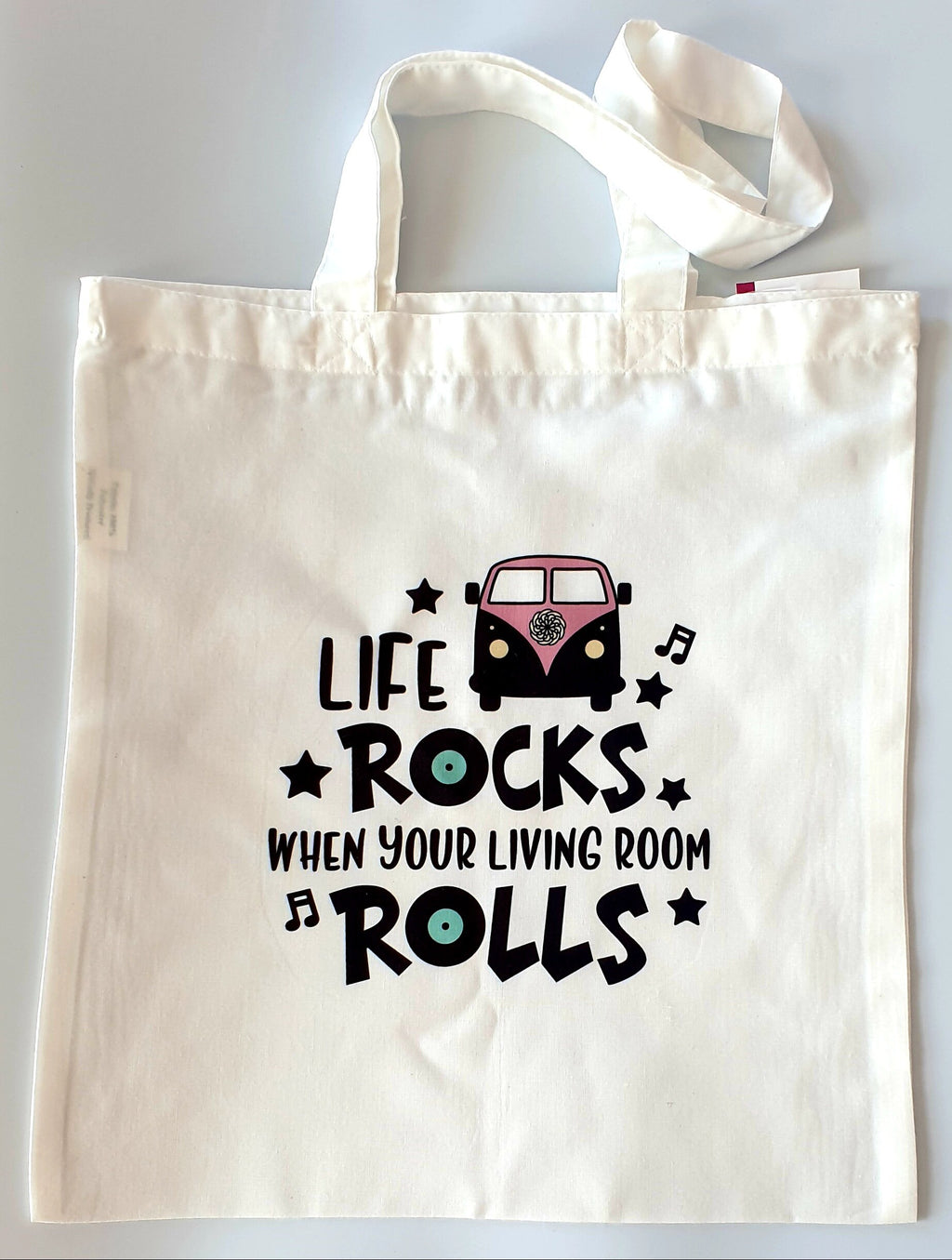 Life rocks, VW Campervan, Caravan Retro Cushion Cover. Camping cushion or bag. Rock and roll bag. Tote. retirement gifts. camper mug.
