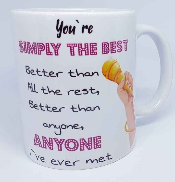 music mug gift. Simply the best gift karaoke singer. Microphone.