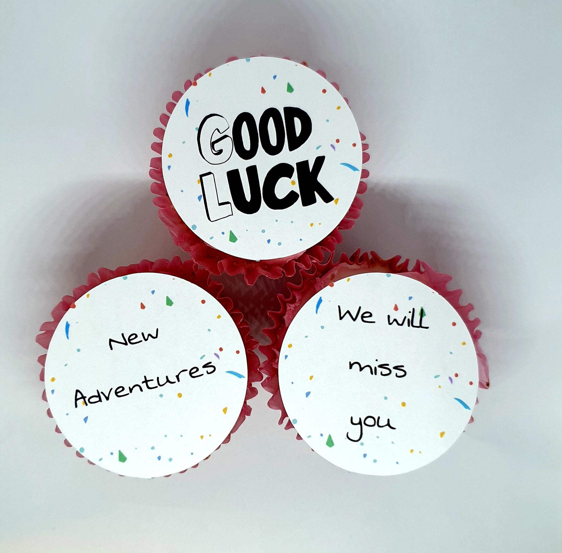 New job cake toppers. good luck in your new job. pre  cut, Edible cake. cupcake cases. congratulations.  sorry youre leaving.
