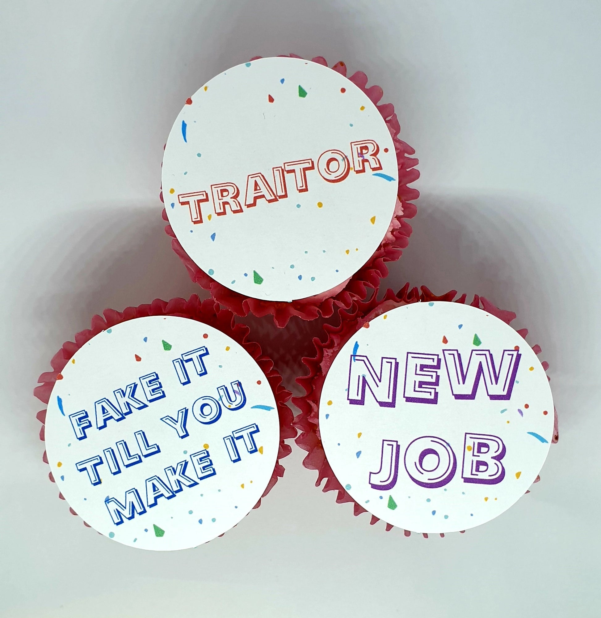 Funny “Sorry You’re Leaving Traitor” Edible Cupcake Toppers – 12 Precut Wafer Paper