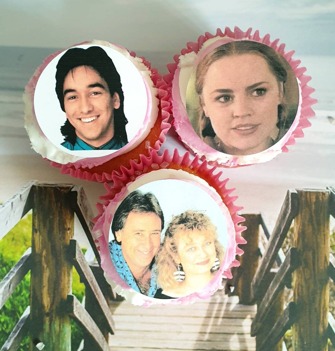 Home and Away. 90s party cake toppers x15 FULLY EDIBLE pre cut cup cake decorations. Retro 80s and 90s