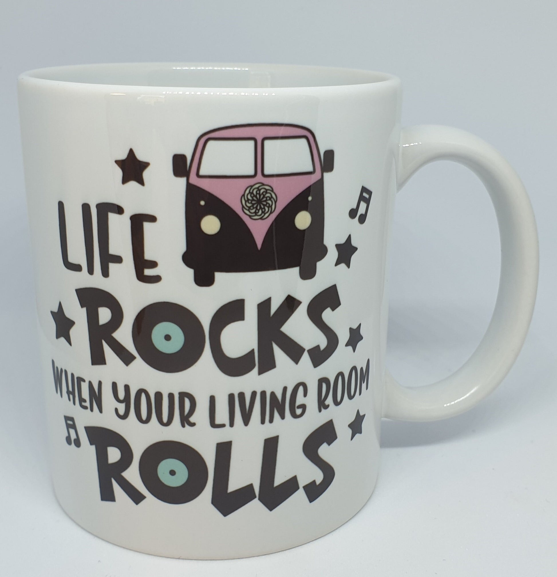 Life rocks, VW Campervan, Caravan Retro Cushion Cover. Camping cushion or bag. Rock and roll bag. Tote. retirement gifts. camper mug.