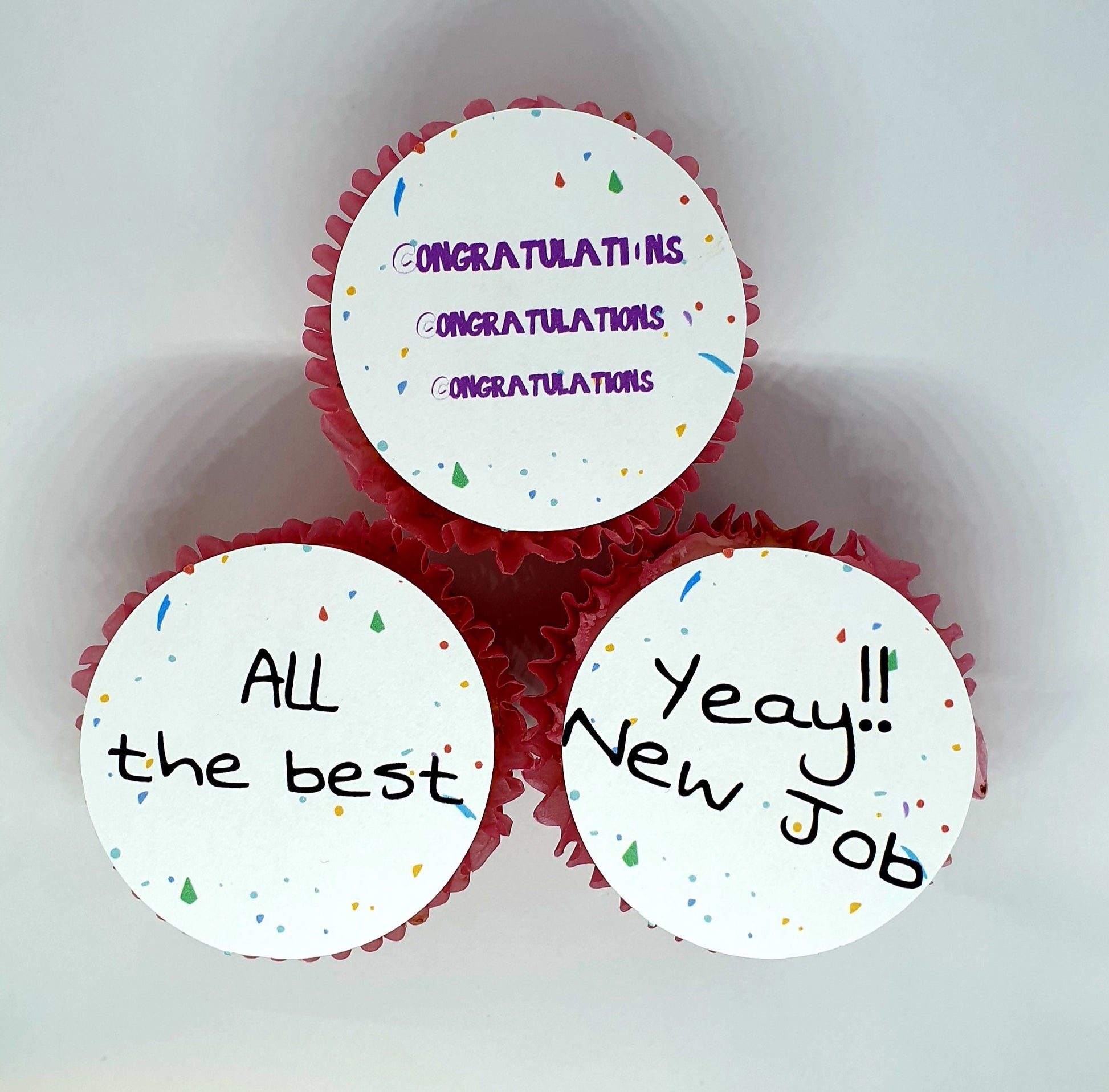 New job cake toppers. good luck in your new job. pre  cut, Edible cake. cupcake cases. congratulations.  sorry youre leaving.