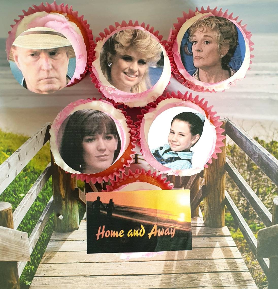 Home and Away. 90s party cake toppers x15 FULLY EDIBLE pre cut cup cake decorations. Retro 80s and 90s