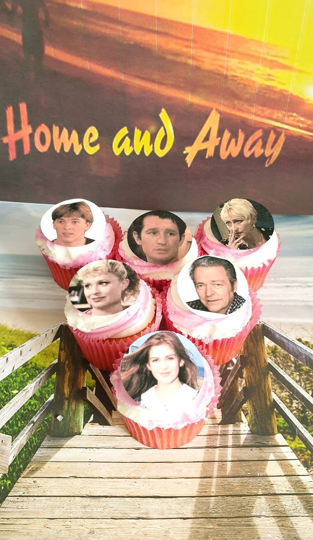 Home and Away. 90s party cake toppers x15 FULLY EDIBLE pre cut cup cake decorations. Retro 80s and 90s