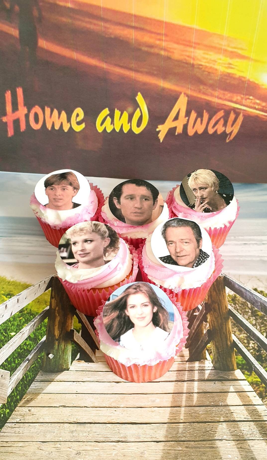 Home and Away. 90s party cake toppers x15 FULLY EDIBLE pre cut cup cake decorations. Retro 80s and 90s