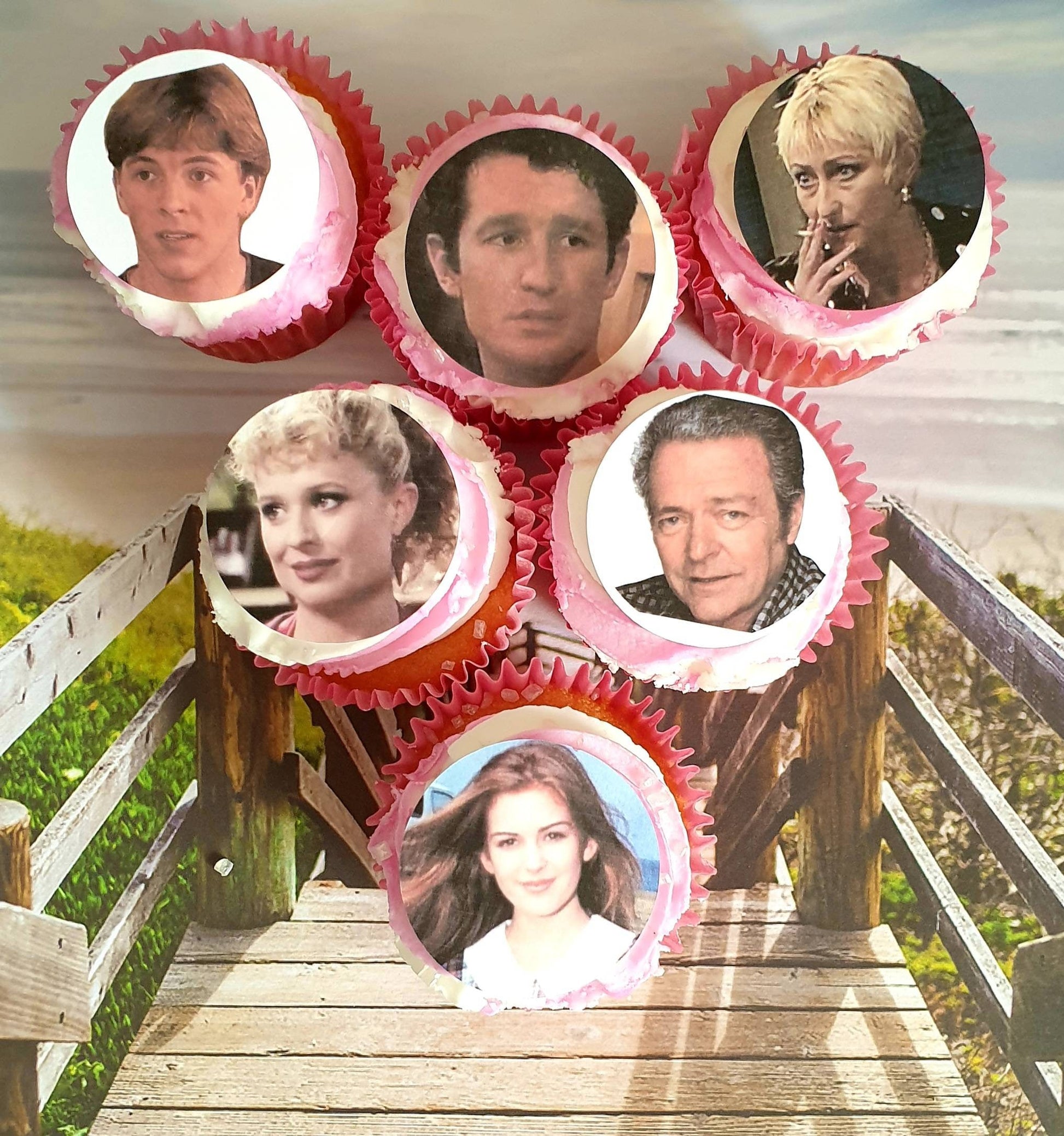 Home and Away. 90s party cake toppers x15 FULLY EDIBLE pre cut cup cake decorations. Retro 80s and 90s