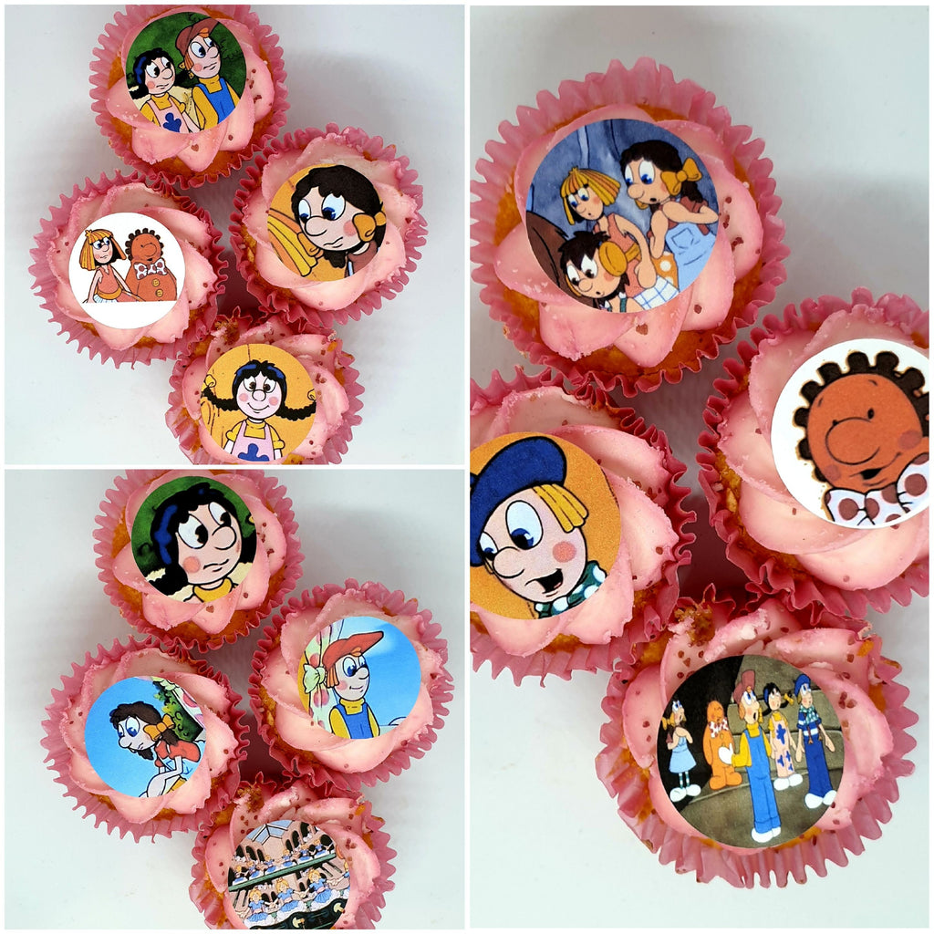 retro 80s party cake toppers FULLY EDIBLE pre cut cup cake decorations. Retro 80s and 90s 00s 10s 20s party. Themed Party toppers. Goonies,