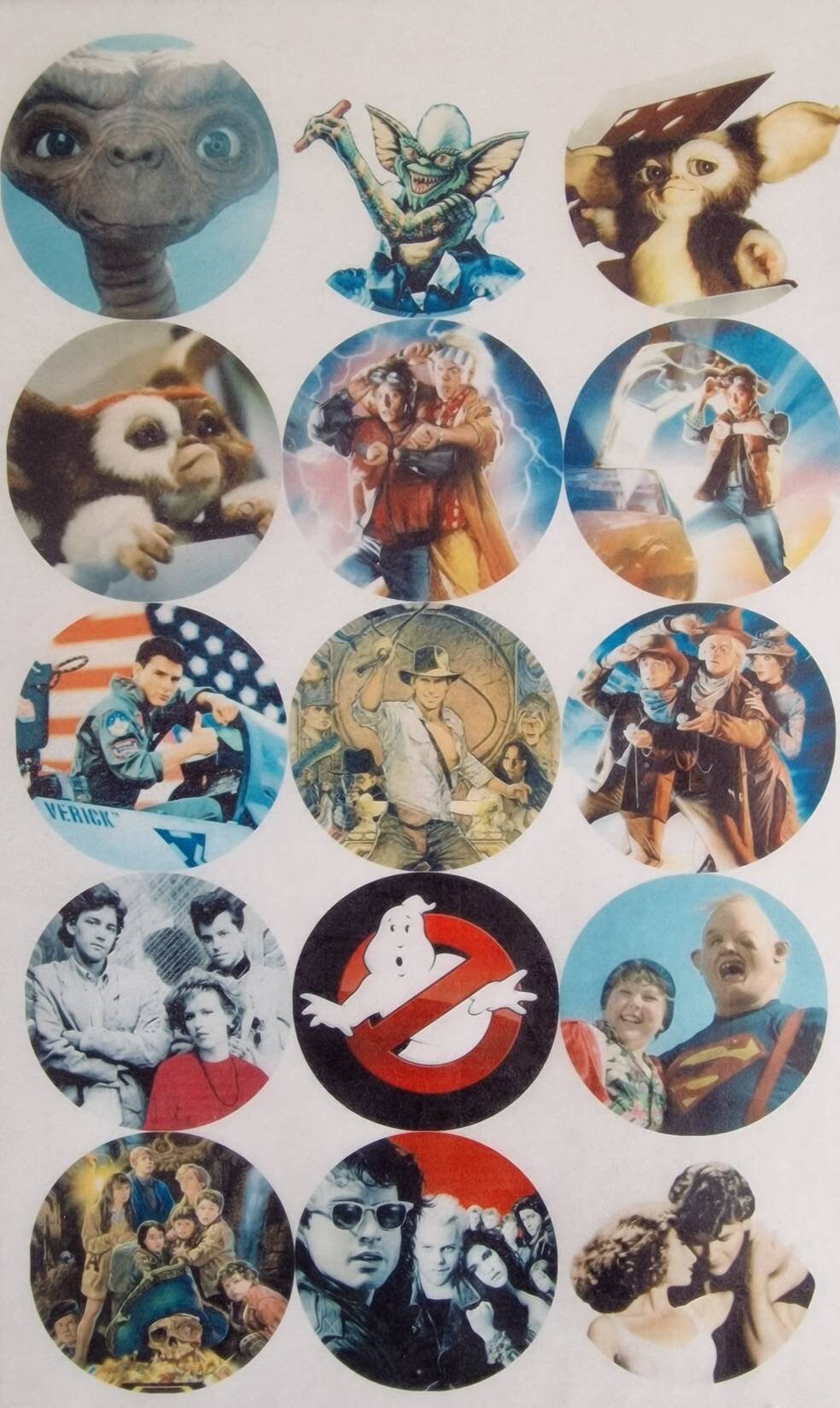 retro 80s party cake toppers FULLY EDIBLE pre cut cup cake decorations. Retro 80s and 90s 00s 10s 20s party. Themed Party toppers. Movies,