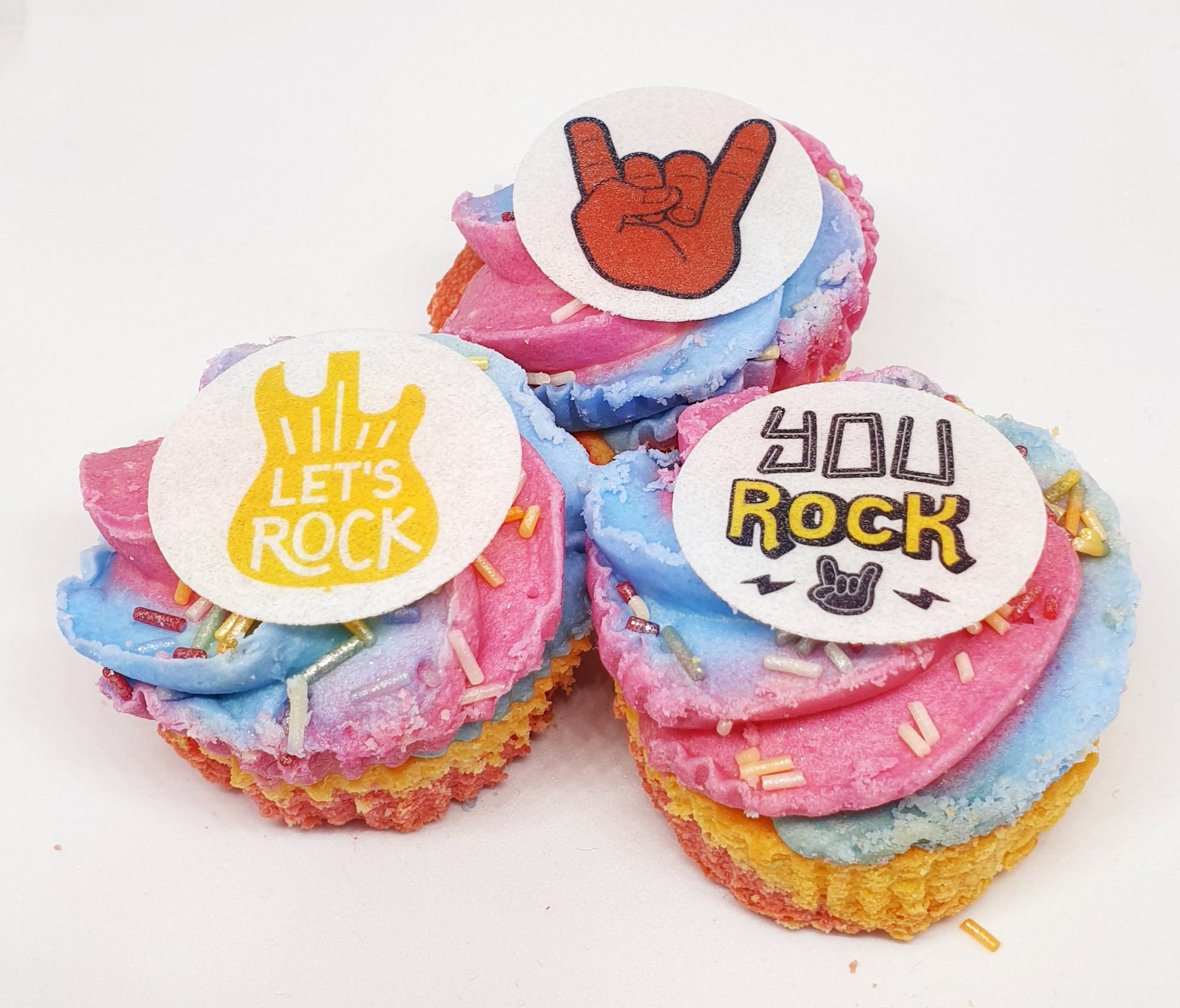 Rock star cake topper You Rock, Edible birthday cake wafer X24 music top gun Pre cut. Girls boys party toppers.