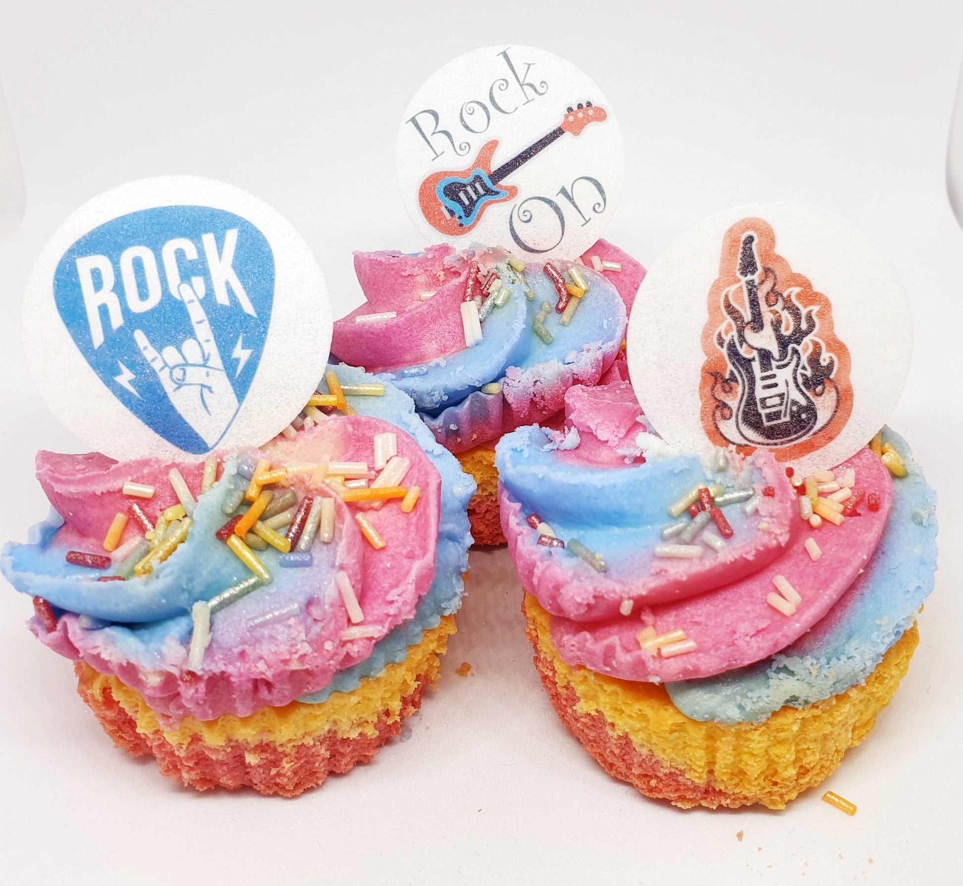 Rock star cake topper You Rock, Edible birthday cake wafer X24 music top gun Pre cut. Girls boys party toppers.