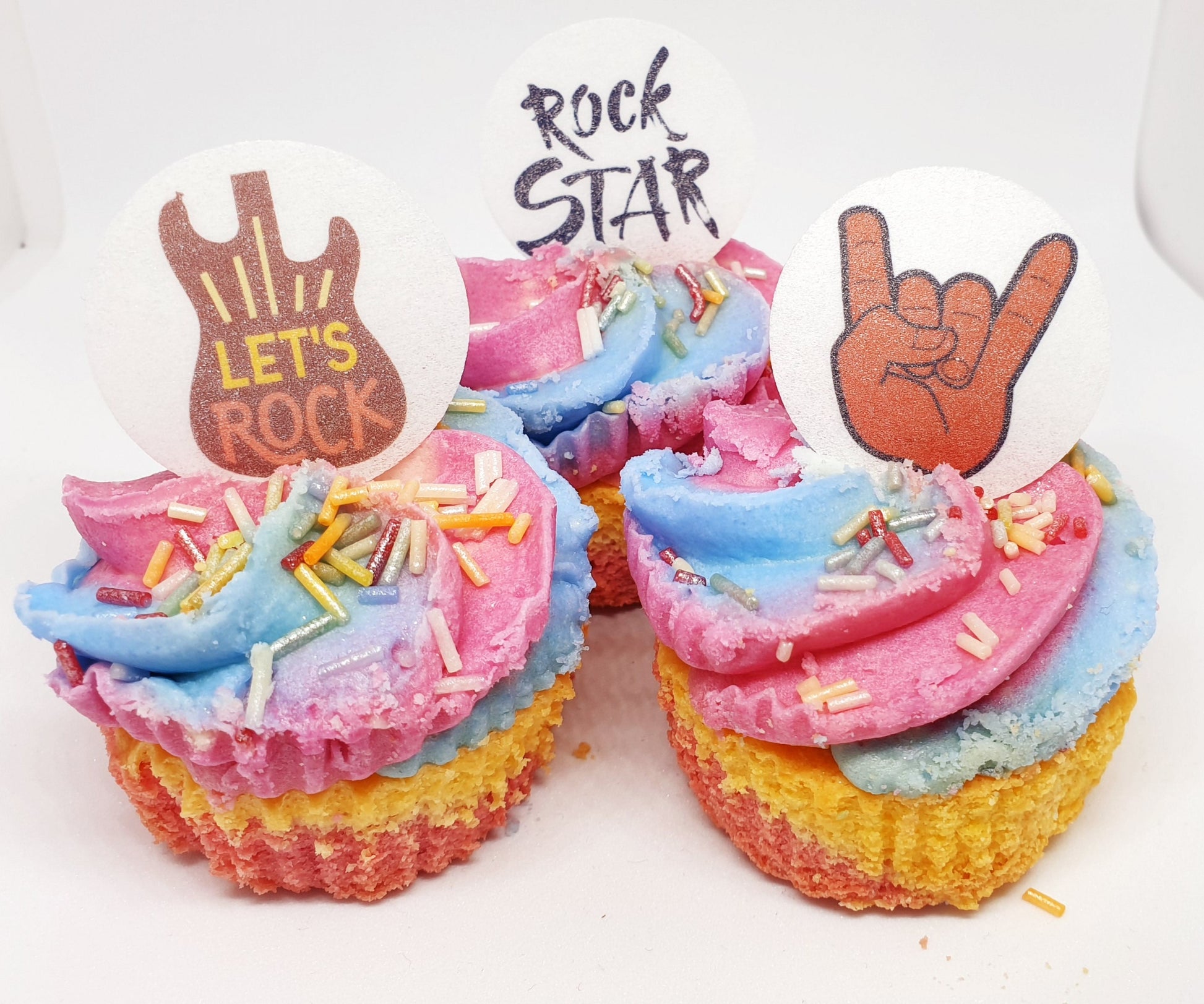 Rock star cake topper You Rock, Edible birthday cake wafer X24 music top gun Pre cut. Girls boys party toppers.