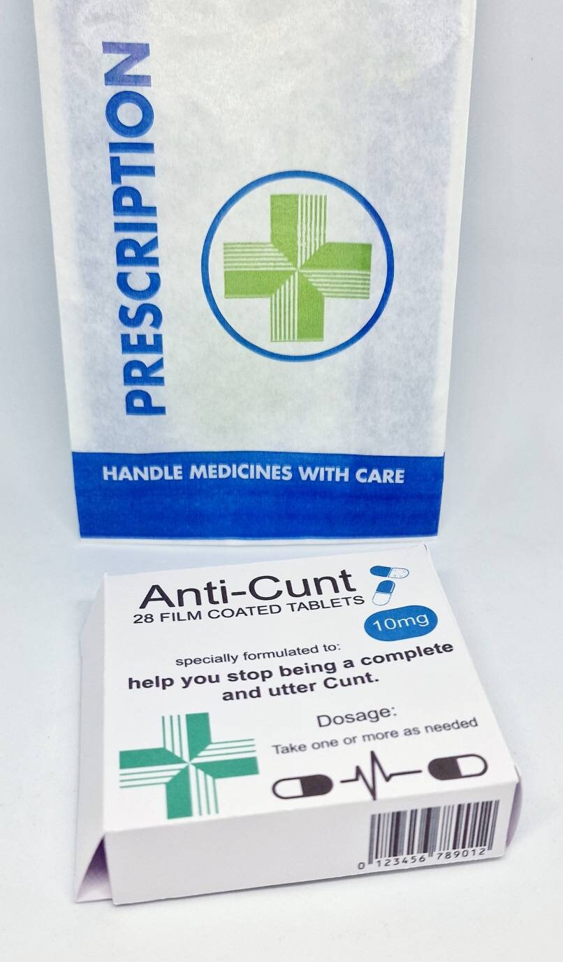 Prank Pill box Anti Cunt Tablet Box, anti moaning, Present for Him her Husband Boyfriend Dad mum  40th 50th 60th Birthday Aprils fools