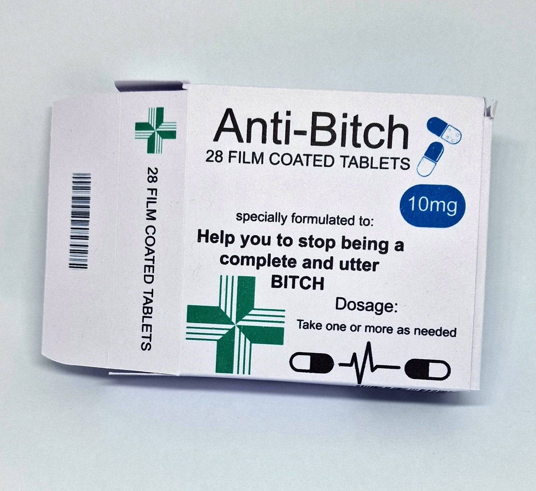 Prank Pill box Anti bitch Tablet Box, anti Bitch, anti snoring, anti twat, dickhead gift for Him her   40th 50th 60th Birthday April fools