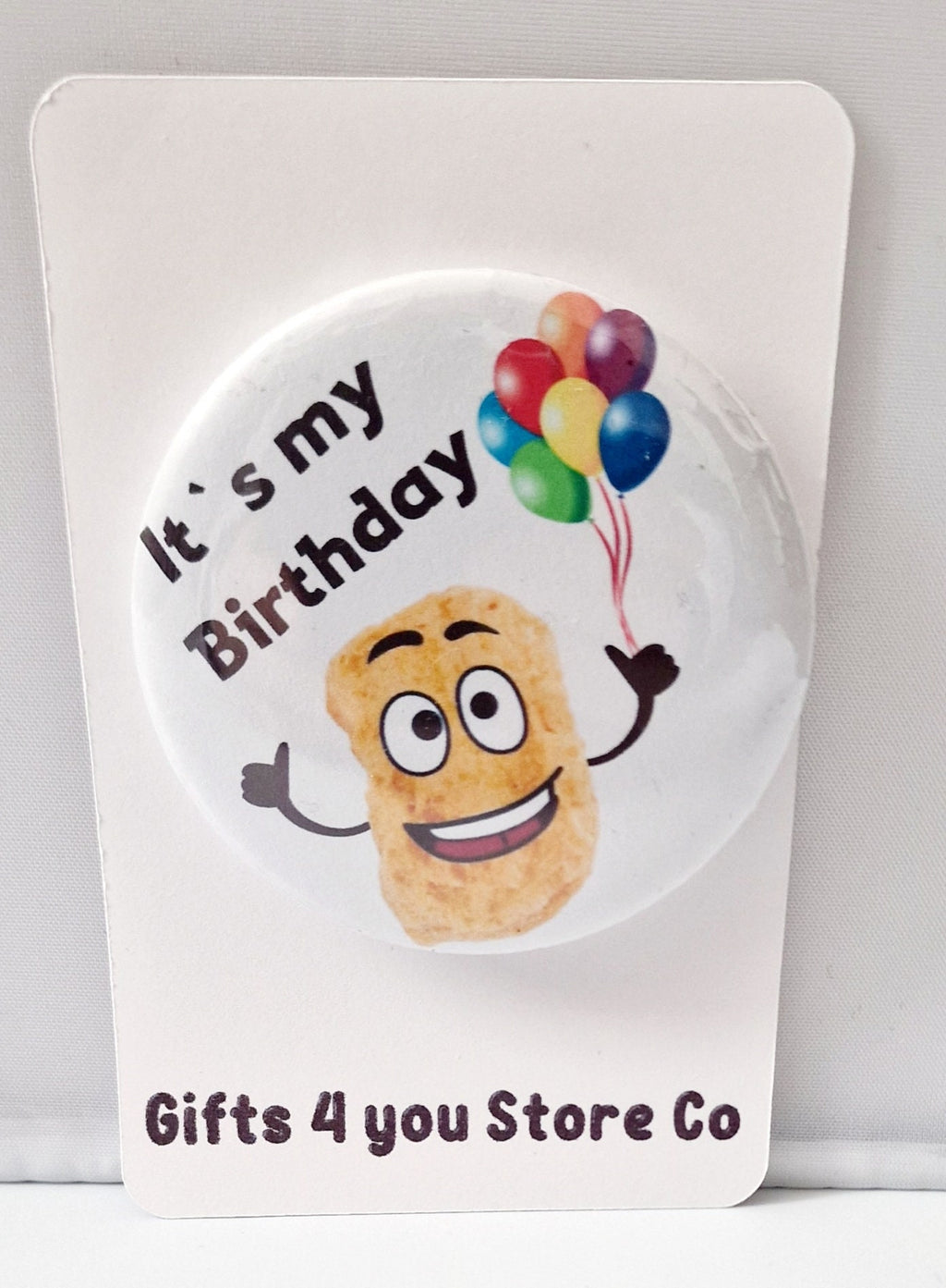 Chicken nugget birthday badge, bottle opener, and fridge magnet with funny design – perfect gift for milestone birthdays
