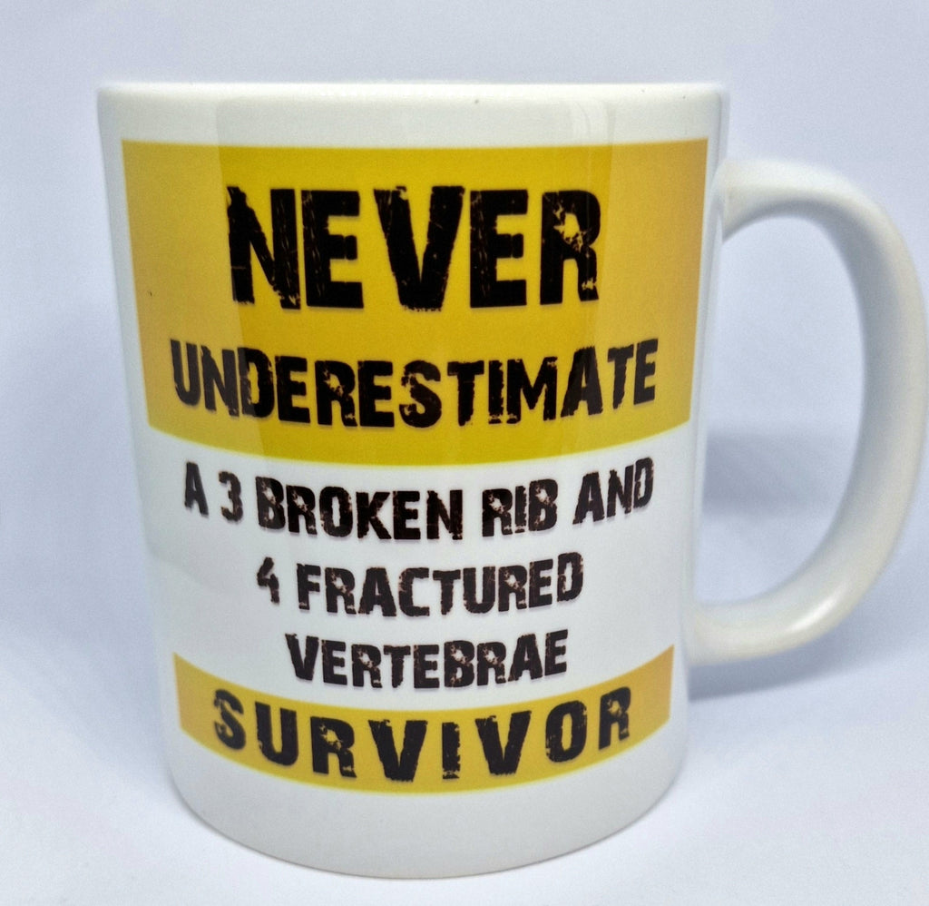 Personalised get well soon mug for broken ribs, surgery, broken leg, foot, or arm – funny recovery gift