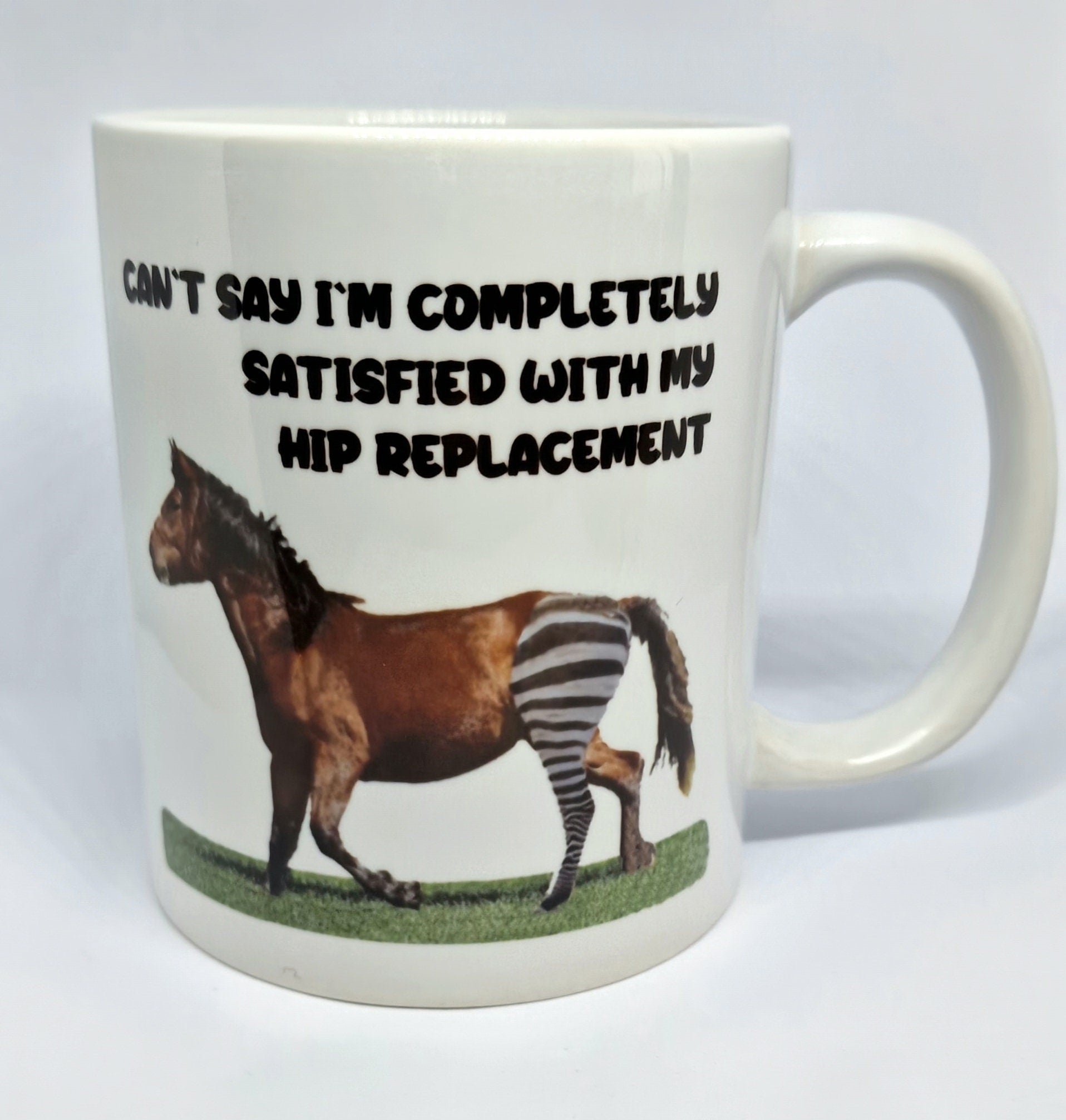 Get Well Soon Mug For Broken Hip & Surgery, Personalised Mug. funny gifts Horse and zebra leg