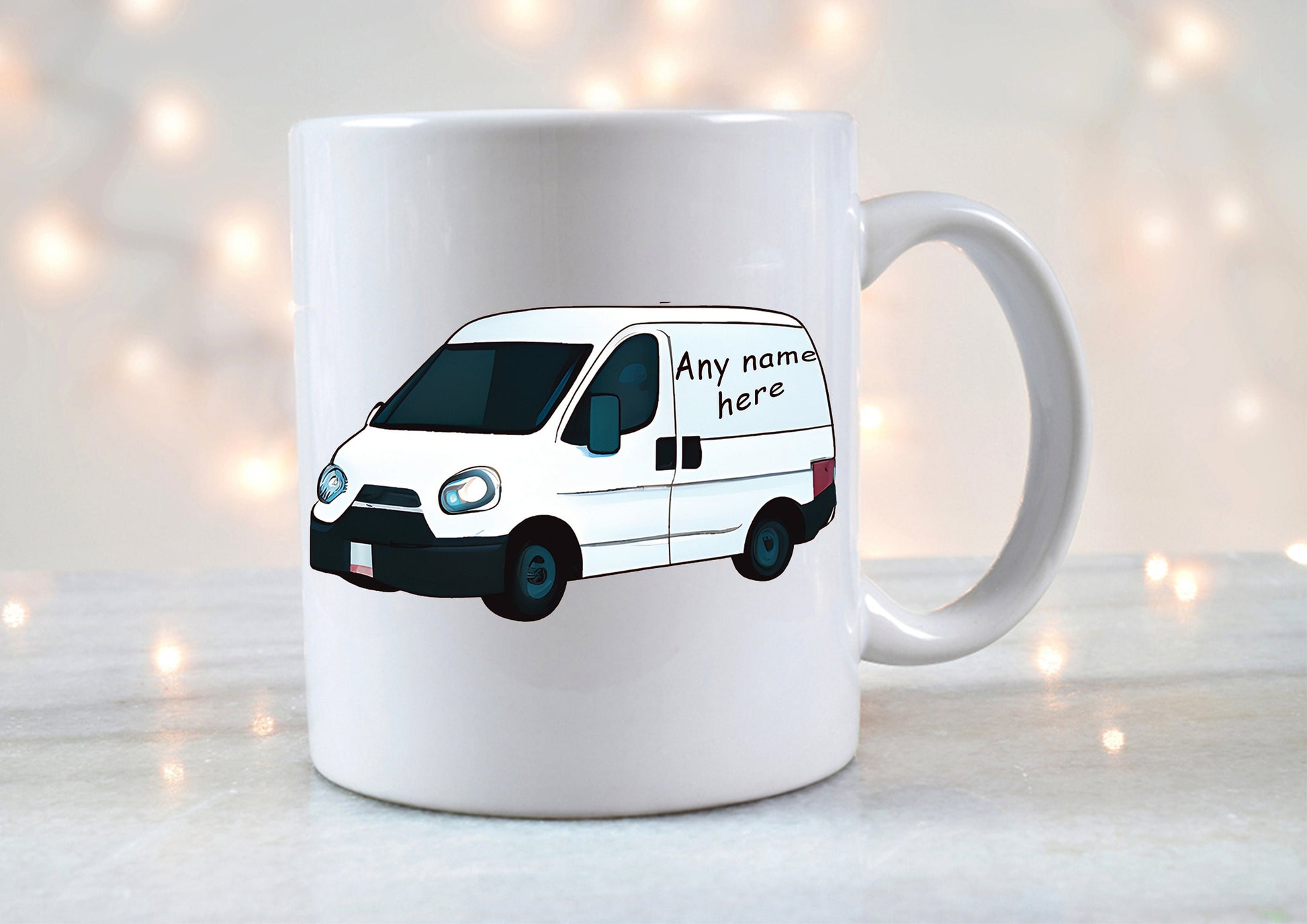 Personalized white van gift set with funny joke coaster – perfect for van drivers, car garages, Secret Santa, or office gifts