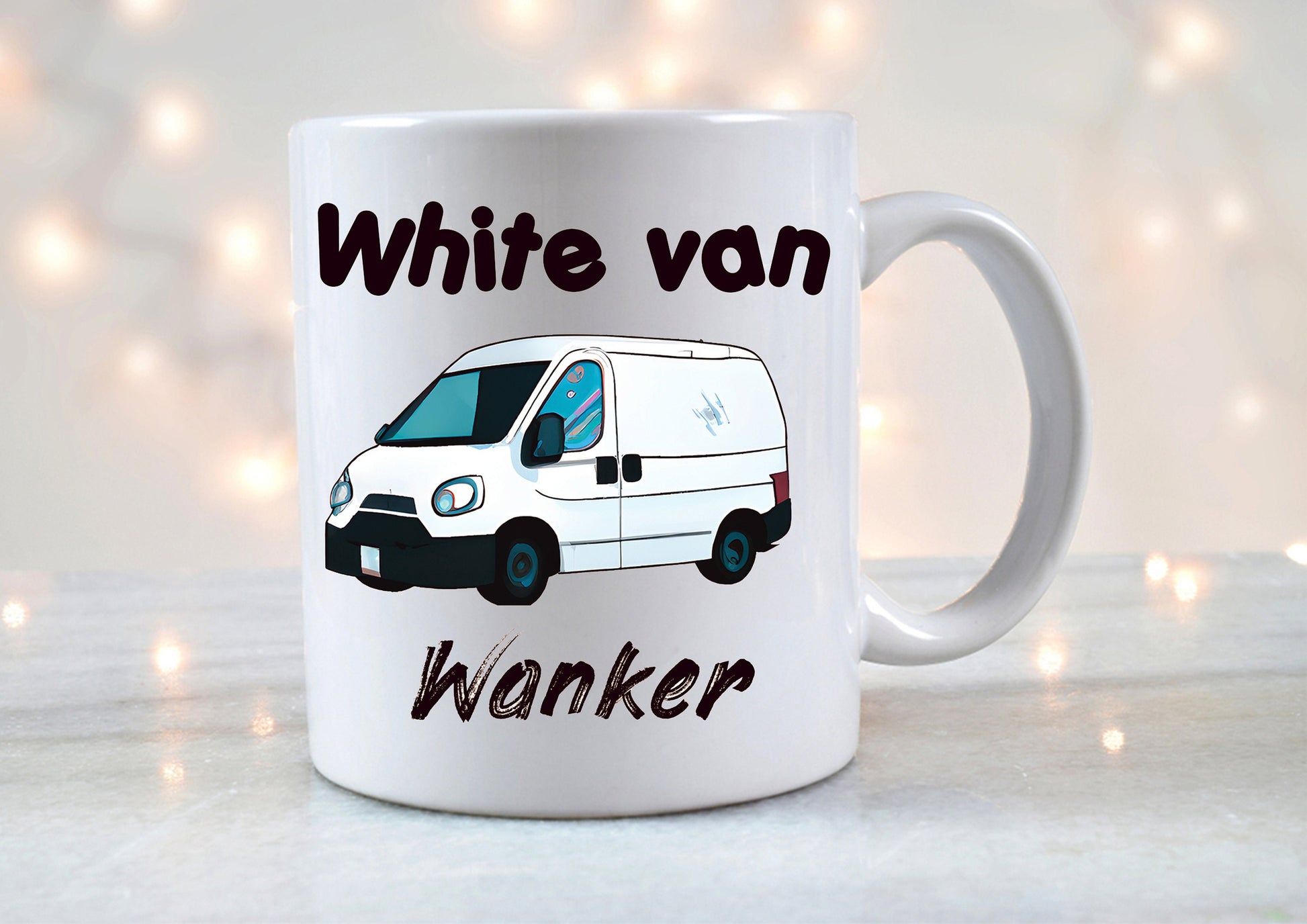 Personalized white van gift set with funny joke coaster – perfect for van drivers, car garages, Secret Santa, or office gifts