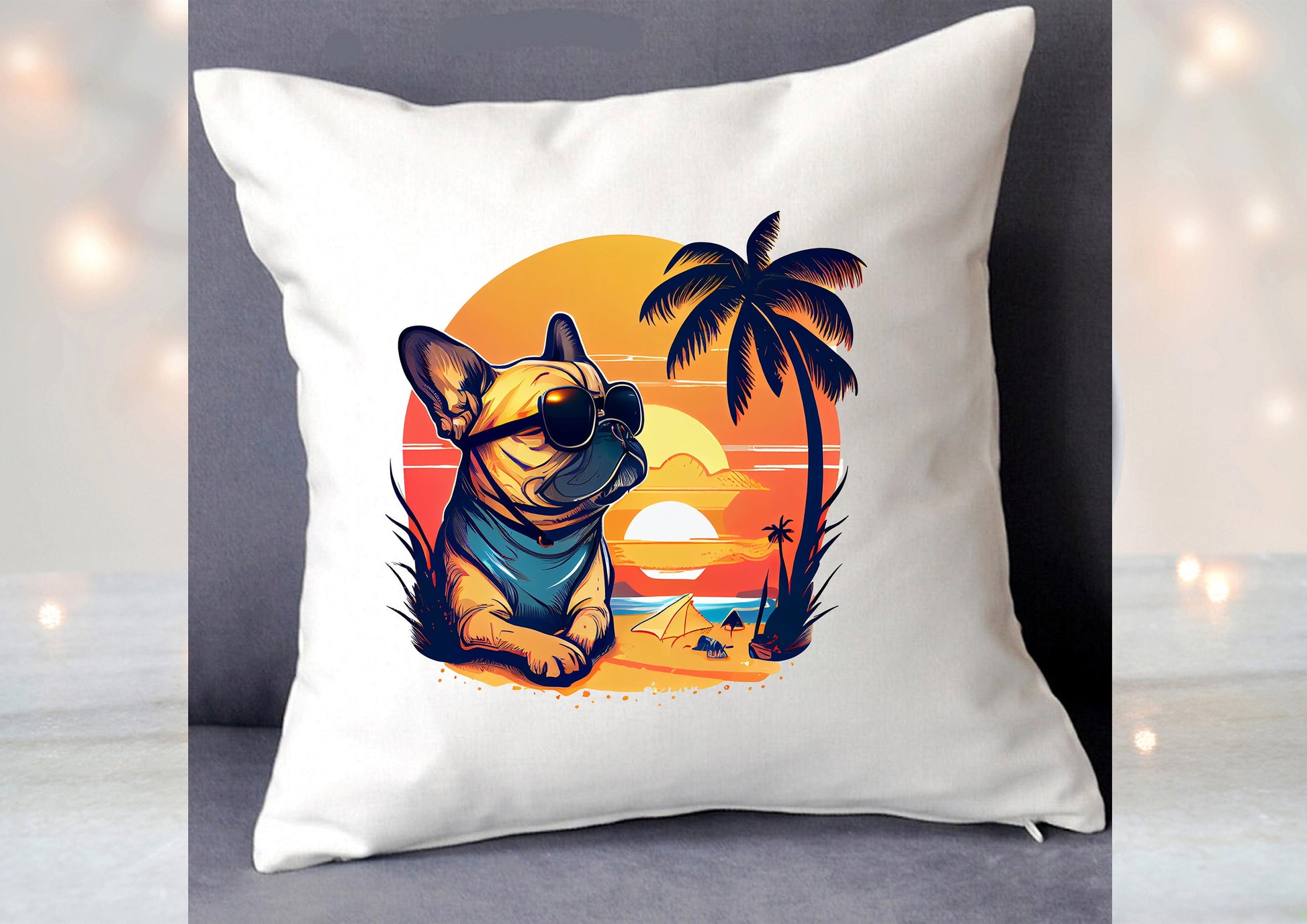 French bulldog color splash mug, coaster, personalised money box, shopping bag, and cushion cover – vibrant Frenchie dog lover gifts