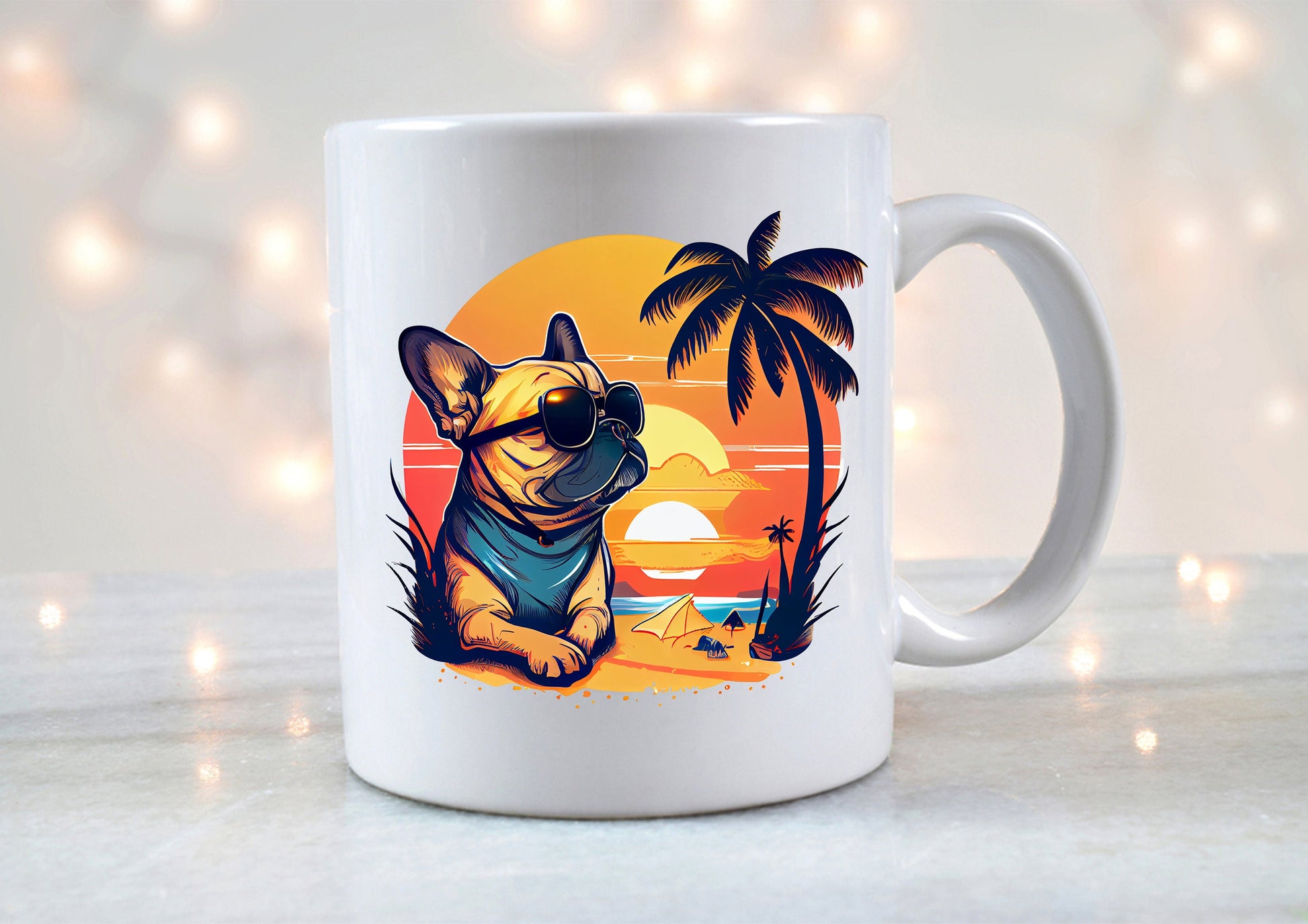French bulldog color splash mug, coaster, personalised money box, shopping bag, and cushion cover – vibrant Frenchie dog lover gifts