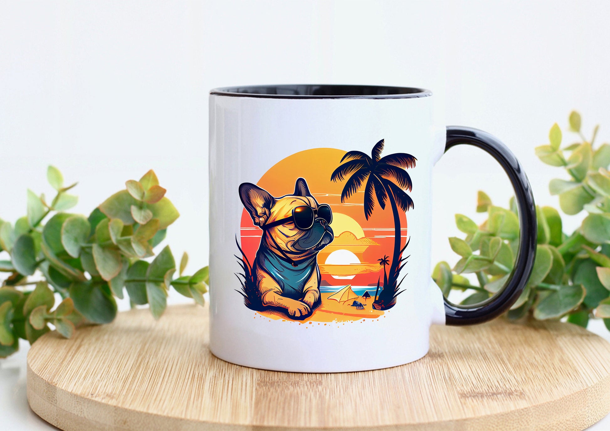 French bulldog color splash mug, coaster, personalised money box, shopping bag, and cushion cover – vibrant Frenchie dog lover gifts