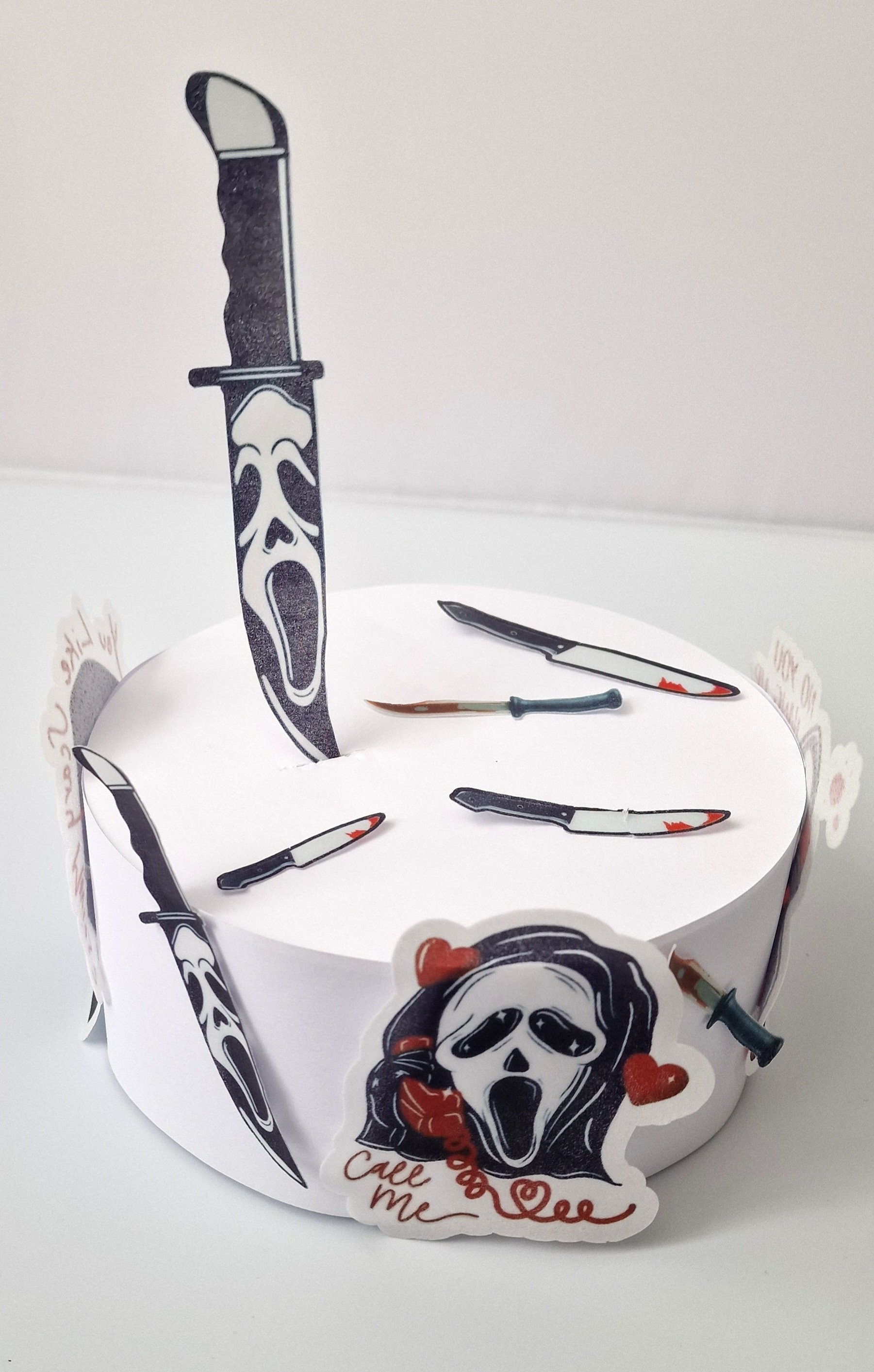 Halloween cake toppers, horror cake. EDIBLE pre cut cupcake decorations party. Have a killer birthday. What's your favourite movie.