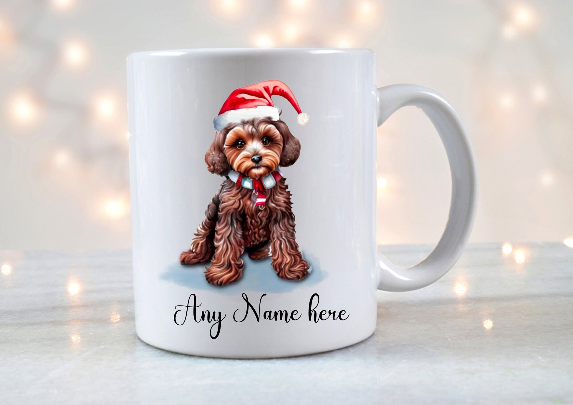 Personalised puppy dog mug with Cockapoo, French Bulldog, or Frenchie design and custom name – perfect Christmas dog lover gift