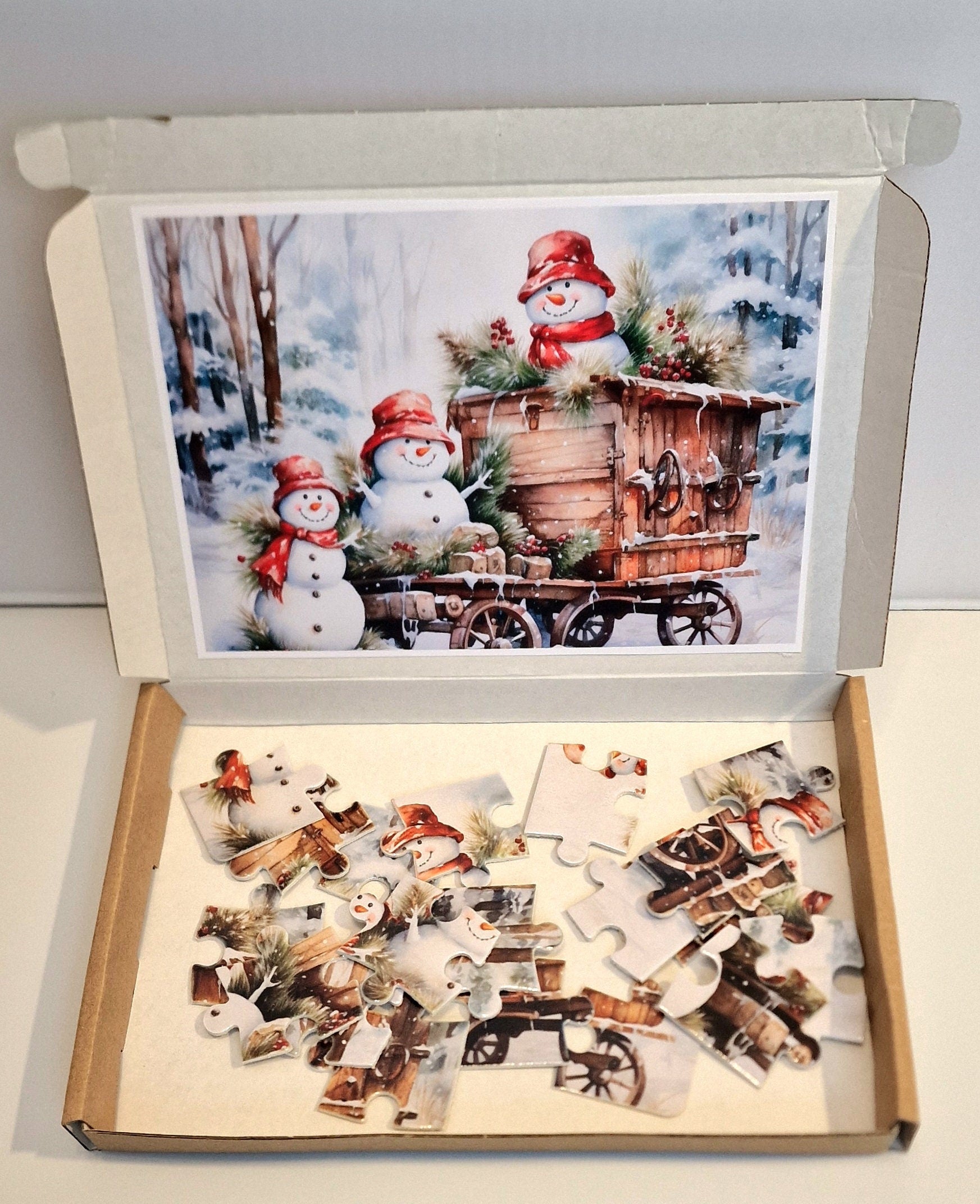 A5 personalised jigsaw puzzle with custom photo, 20 pieces, displayed as a unique gift for birthdays or Christmas.