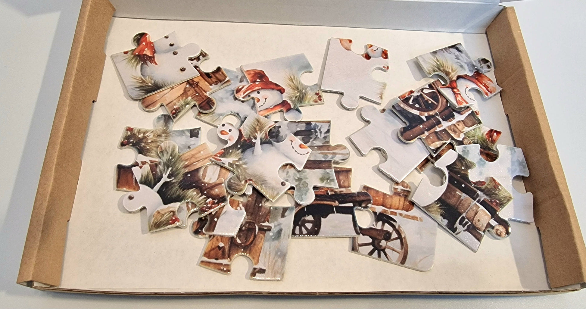 A5 personalised jigsaw puzzle with custom photo, 20 pieces, displayed as a unique gift for birthdays or Christmas.
