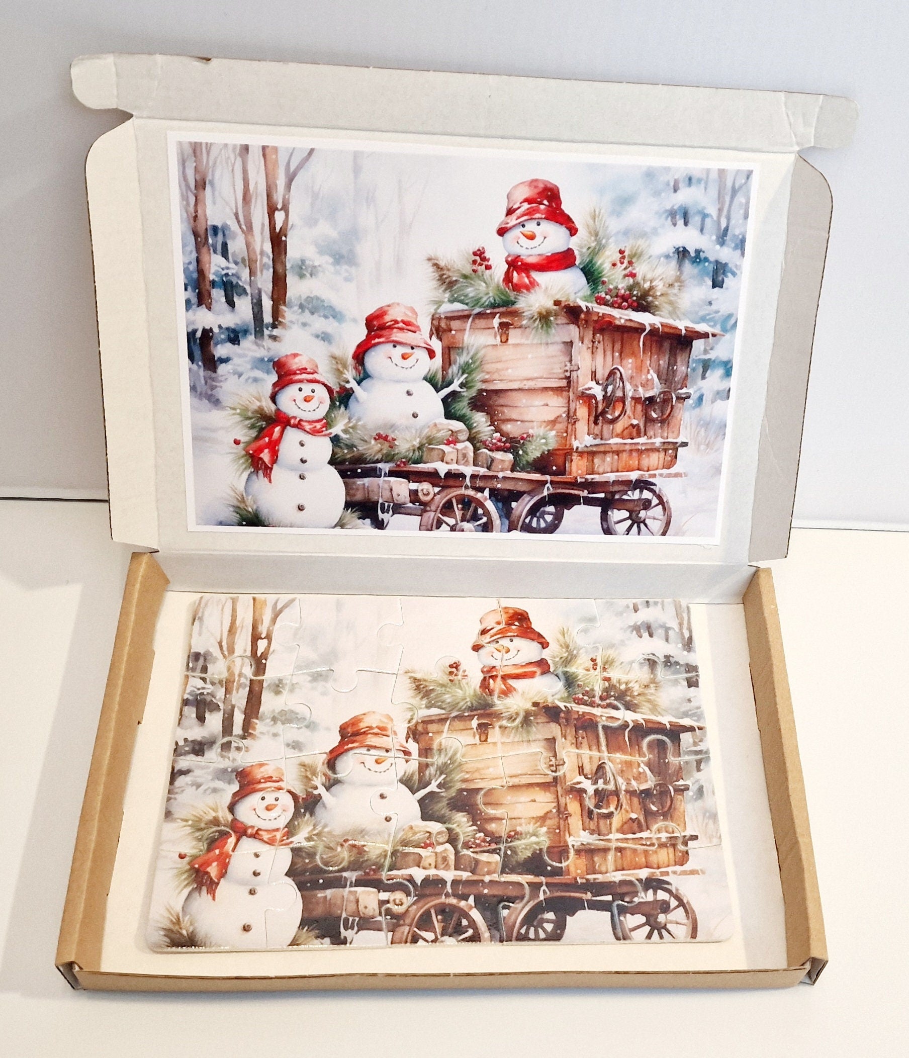 A5 personalised jigsaw puzzle with custom photo, 20 pieces, displayed as a unique gift for birthdays or Christmas.