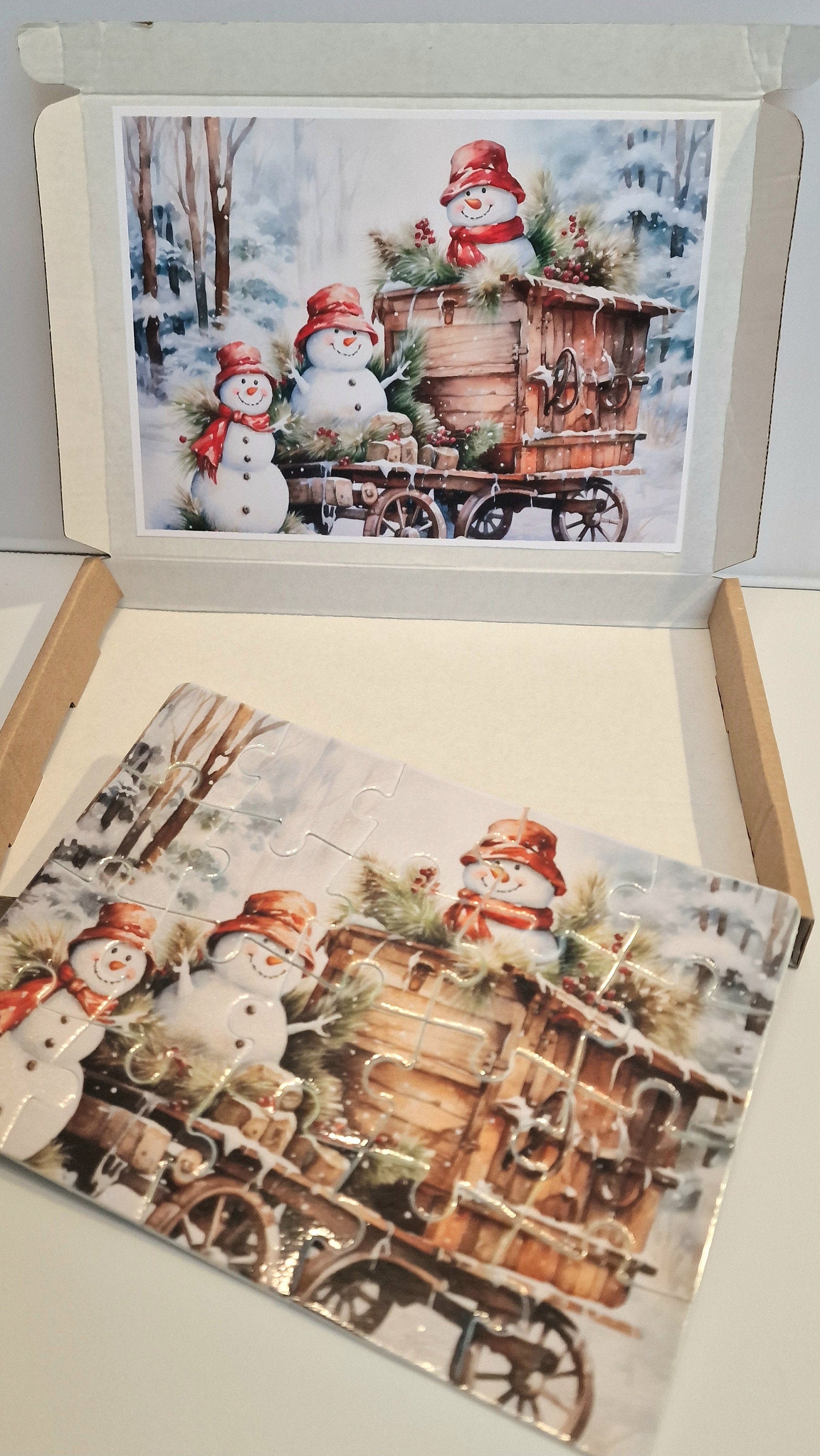 A5 personalised jigsaw puzzle with custom photo, 20 pieces, displayed as a unique gift for birthdays or Christmas.