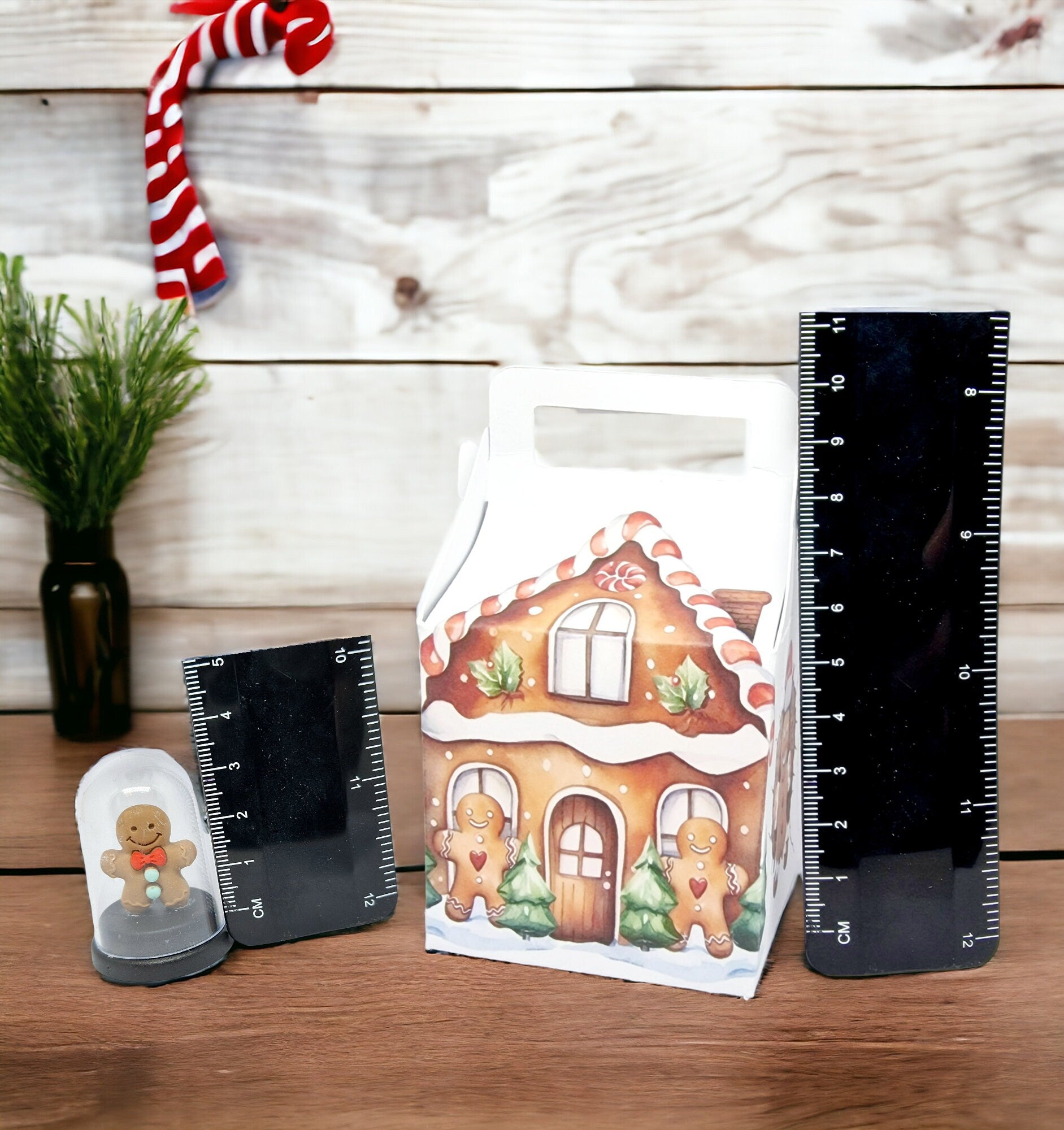 Miniature 5cm pet gingerbread man inside a small gingerbread house, displayed as a fun gift for Secret Santa or birthdays.