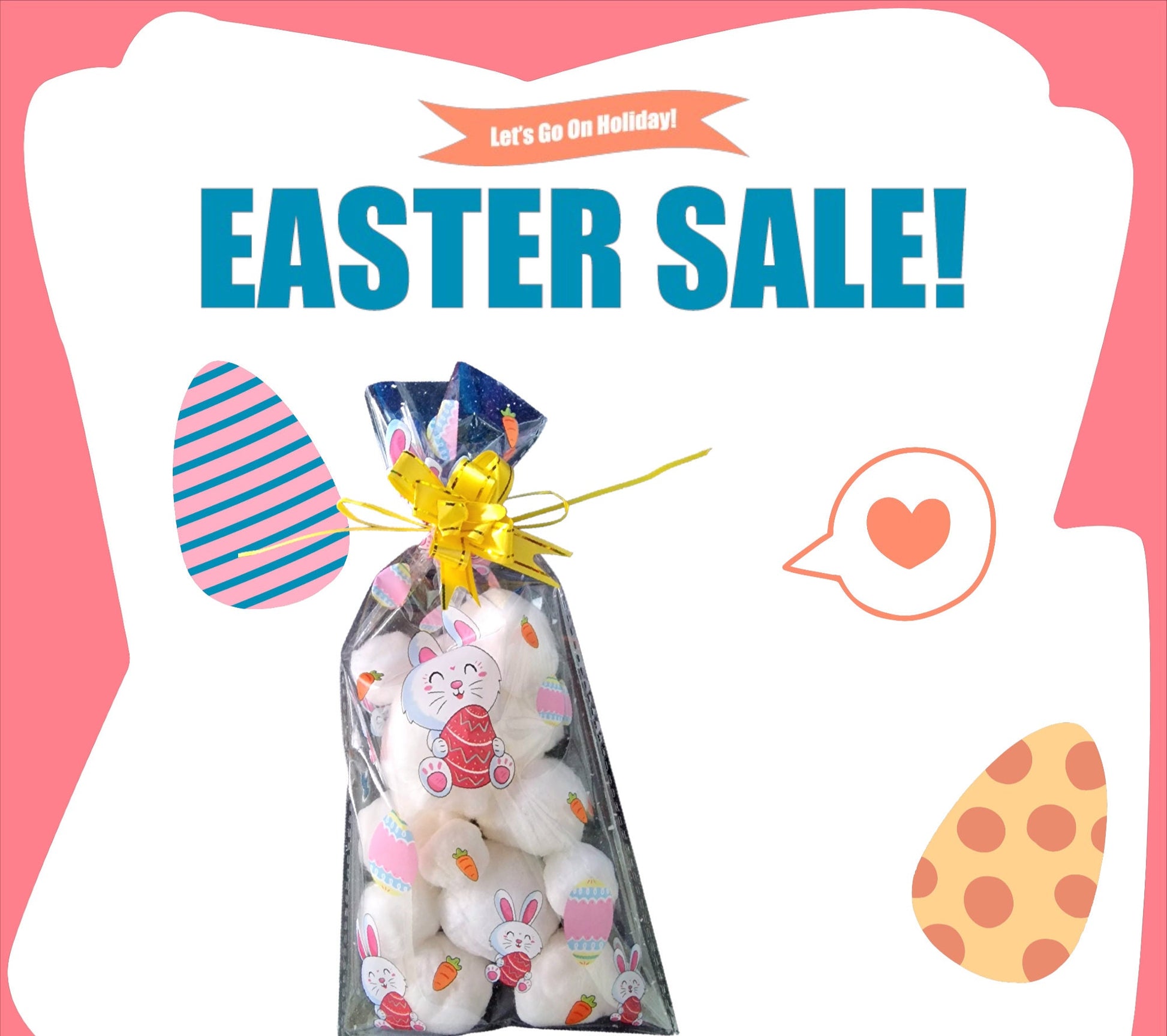 Candy floss bunny tails in clear bags – dairy free, gluten free, allergy-friendly Easter treat for kids and adults