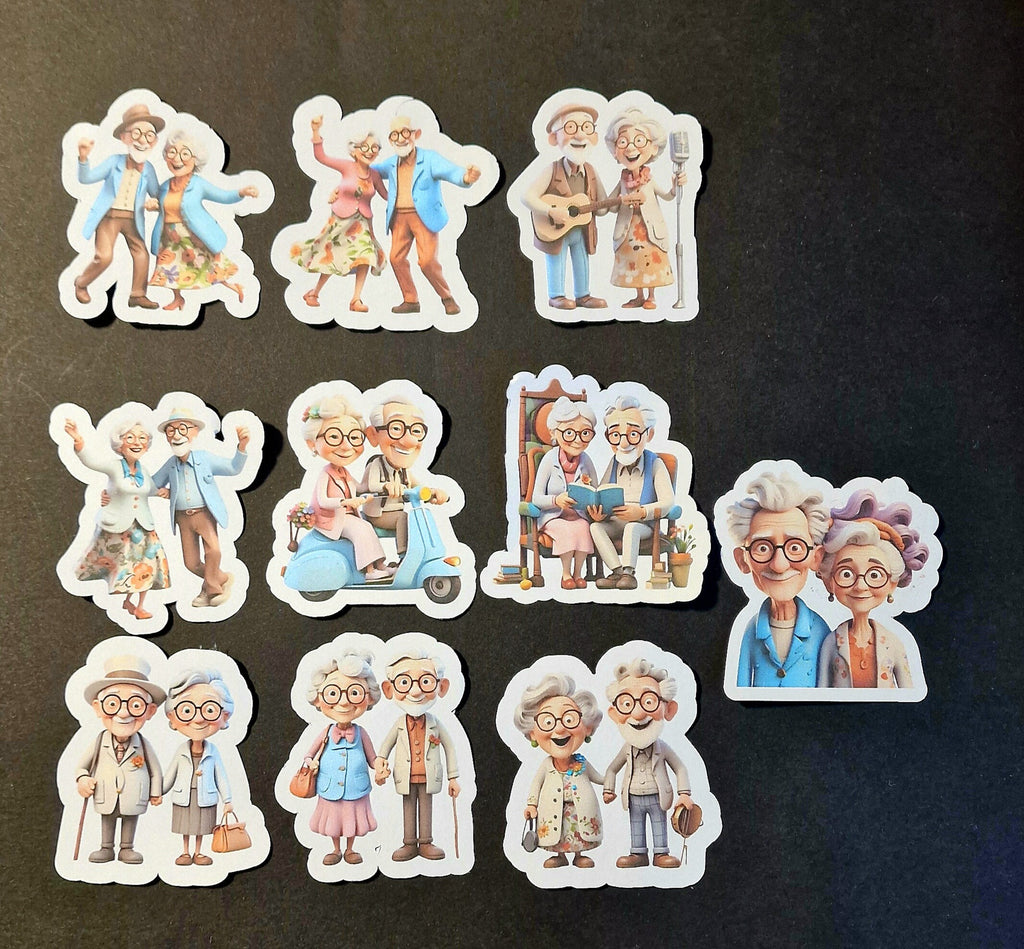 Funny precut edible cake toppers, Old people, retirement, st patricks day, birds, farm animals,cats, dogs, african animals