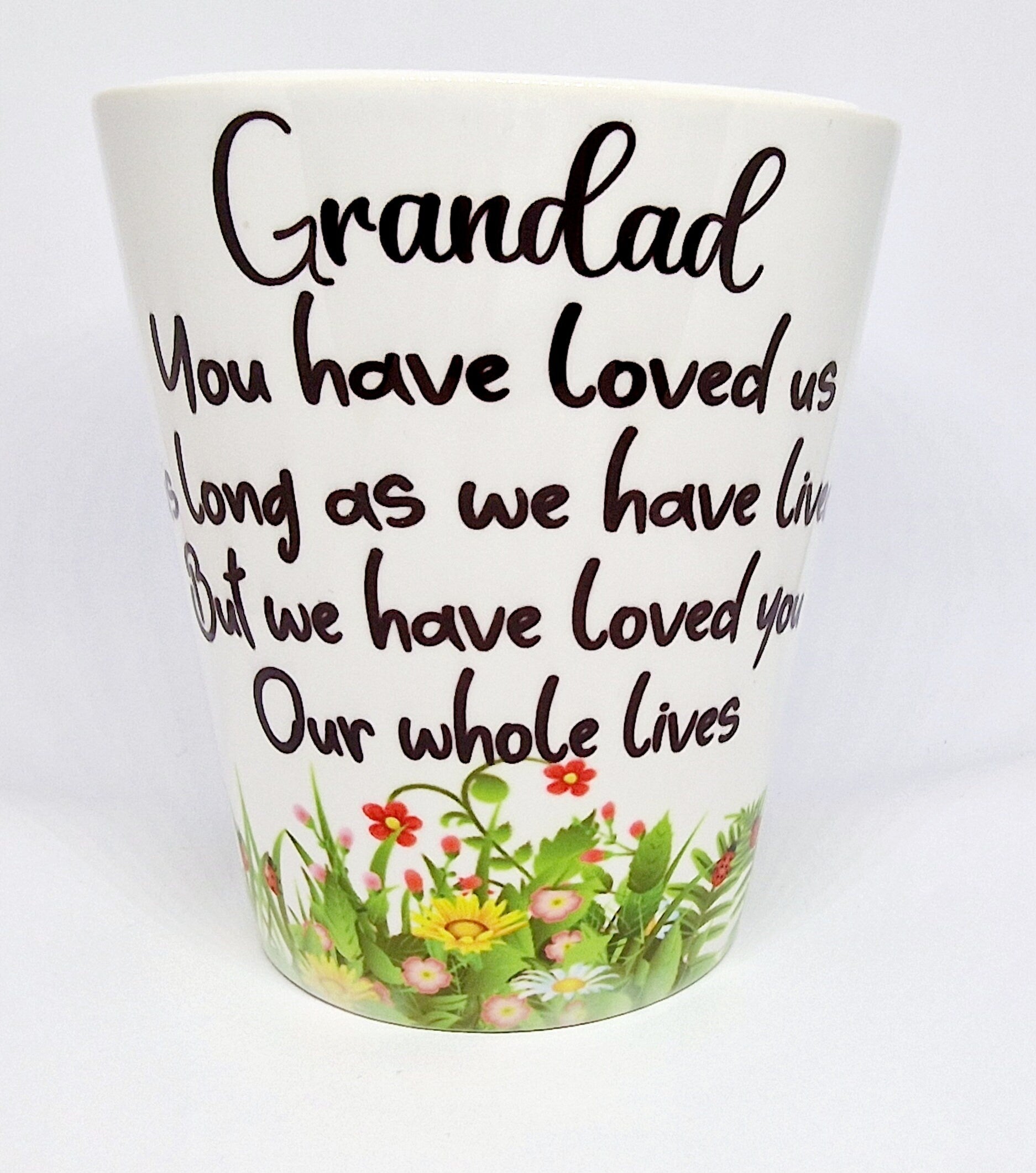 Memorial plant pot. Grandad funeral. Funeral flowers.