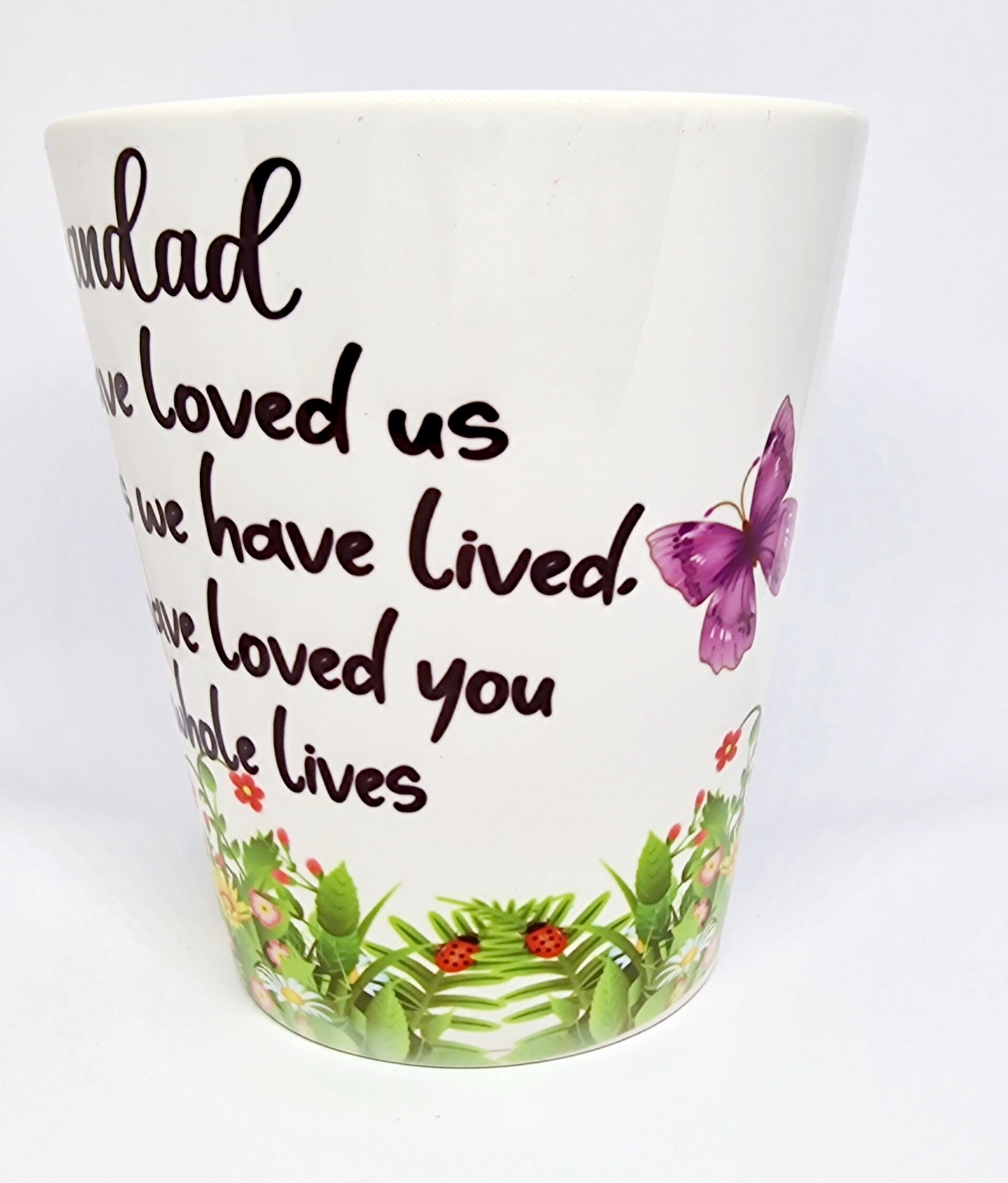 Memorial plant pot. Grandad funeral. Funeral flowers.