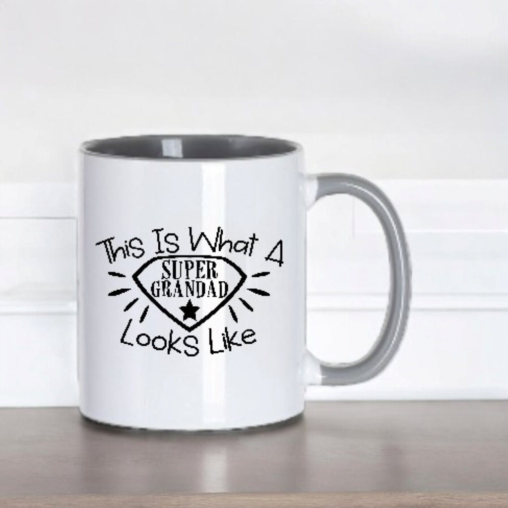 Trendy Grandad gifts ~ Mugs with Grey Handle and Tool  - Perfect for Birthdays and Xmas