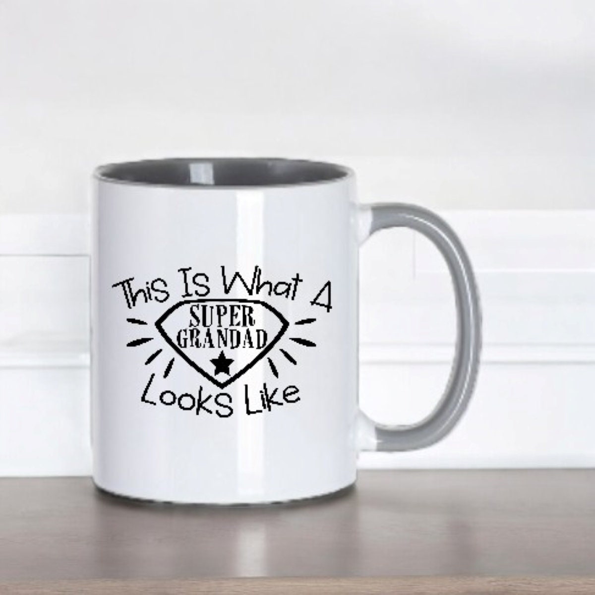 Trendy Grandad gifts ~ Mugs with Grey Handle and Tool  - Perfect for Birthdays and Xmas