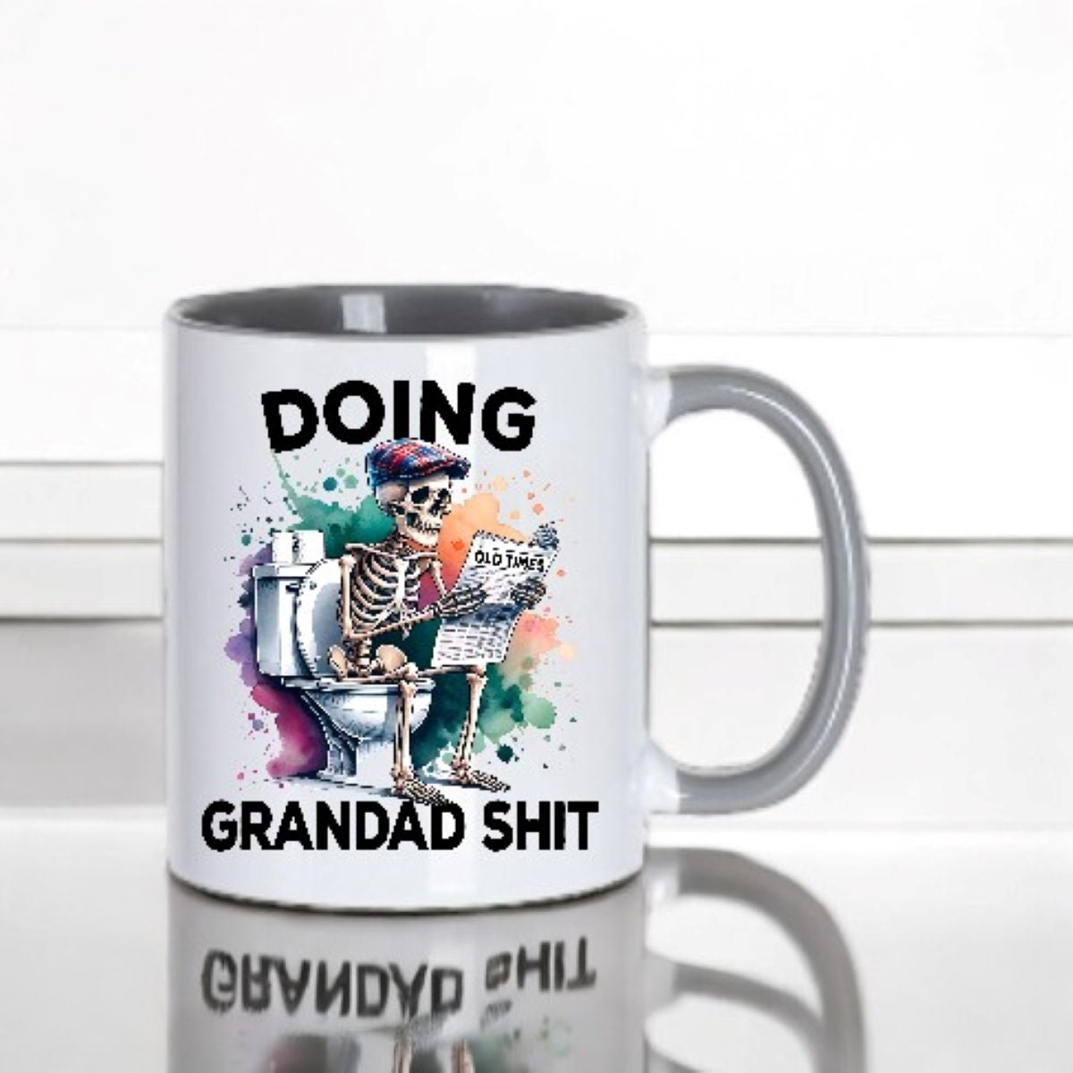 Trendy Grandad gifts ~ Mugs with Grey Handle and Tool  - Perfect for Birthdays and Xmas