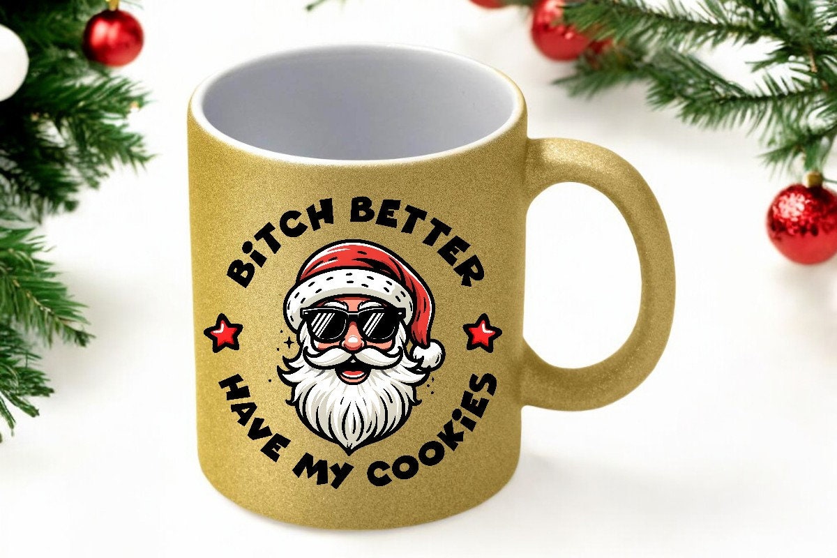 Glamorous Christmas Mug with Golden Sparkles - Christmas Mug: Nuthouse  Gold Glitter Coffee Cup for Xmas Hustle. Funny Secret Santa Gift!