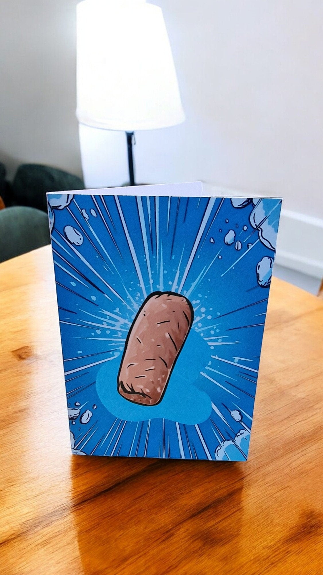 Miniature sausage roll in a clear dome with gift card and box – unique novelty birthday or Christmas gift