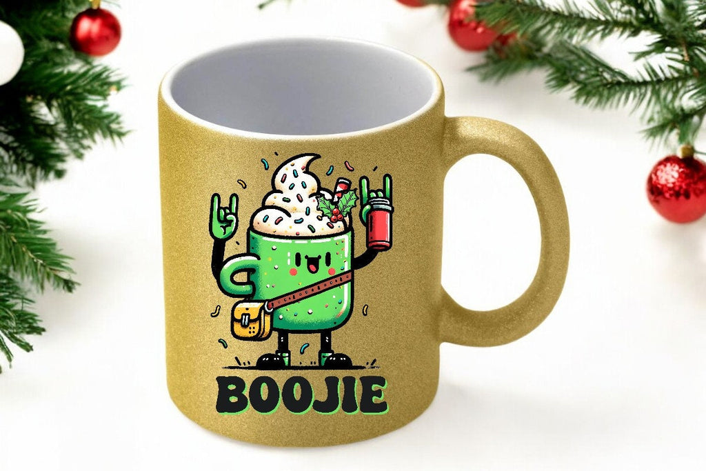 Glamorous Christmas Mug with Golden Sparkles - Christmas Mug: Nuthouse  Gold Glitter Coffee Cup for Xmas Hustle. Funny Secret Santa Gift!