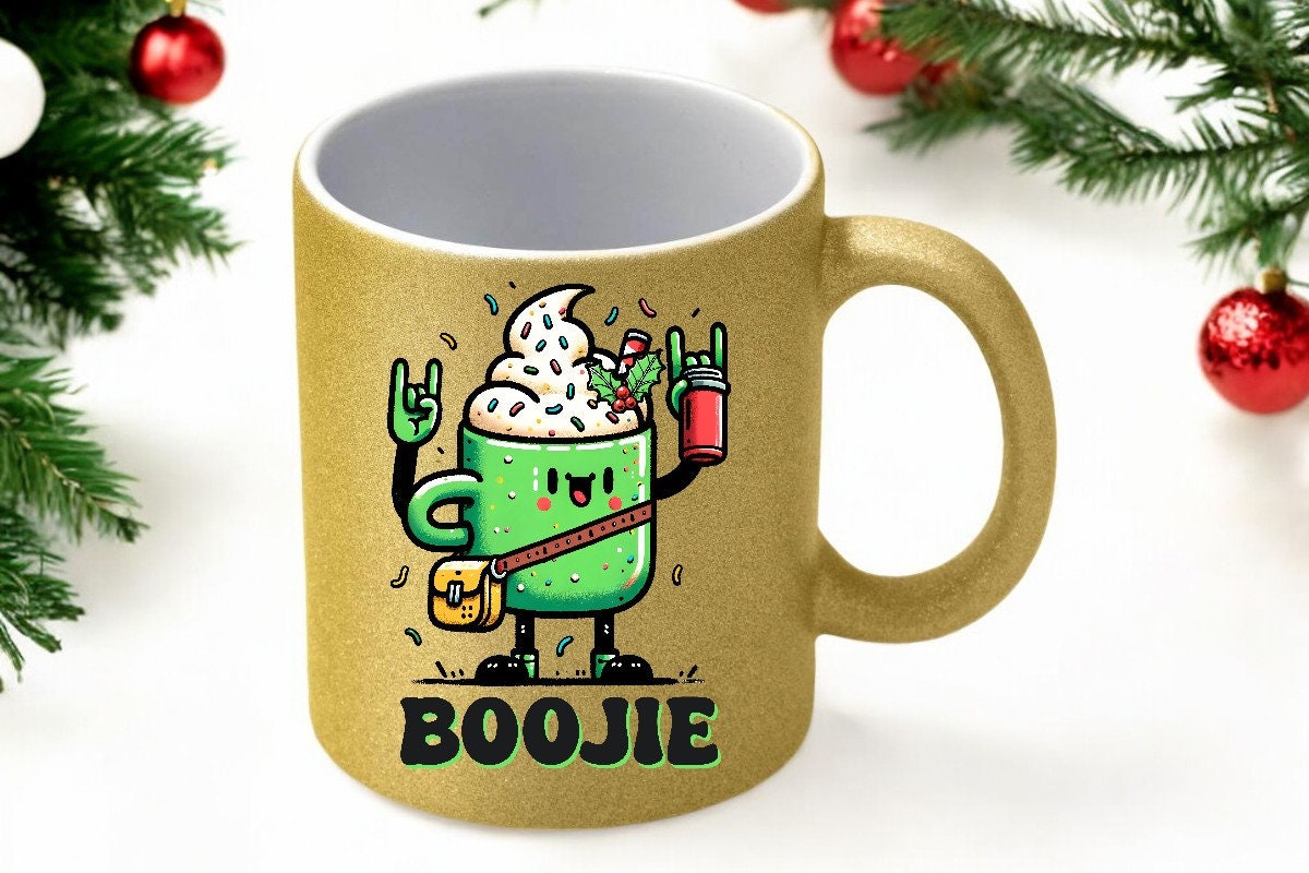 Glamorous Christmas Mug with Golden Sparkles - Christmas Mug: Nuthouse  Gold Glitter Coffee Cup for Xmas Hustle. Funny Secret Santa Gift!
