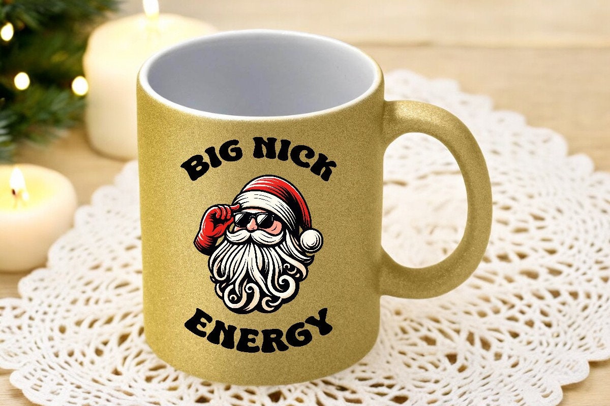 Glamorous Christmas Mug with Golden Sparkles - Christmas Mug: Nuthouse  Gold Glitter Coffee Cup for Xmas Hustle. Funny Secret Santa Gift!