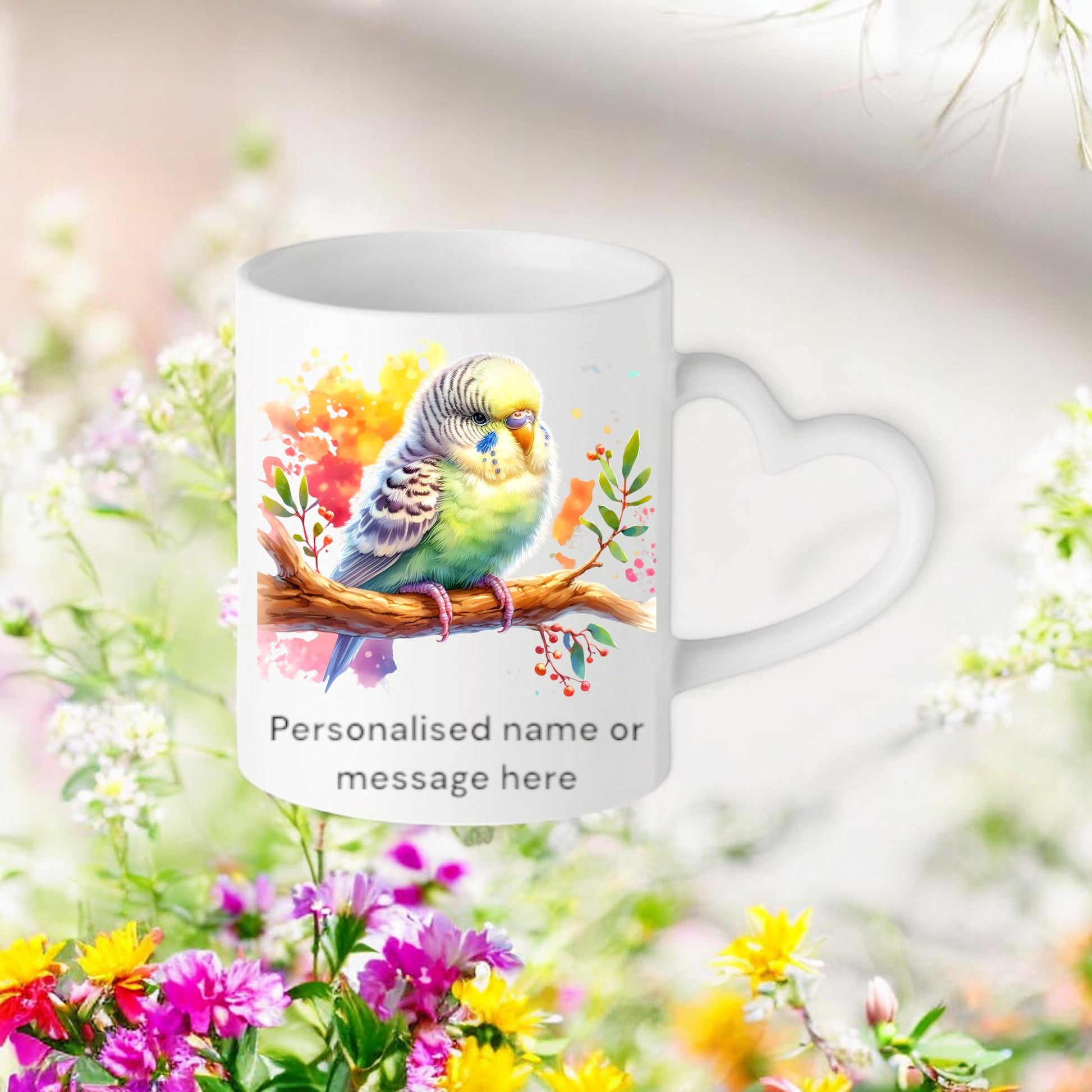Personalised Budgie Mug – Custom Name Bird Lover Gift, Birthday Present, Animal & Insect Collection