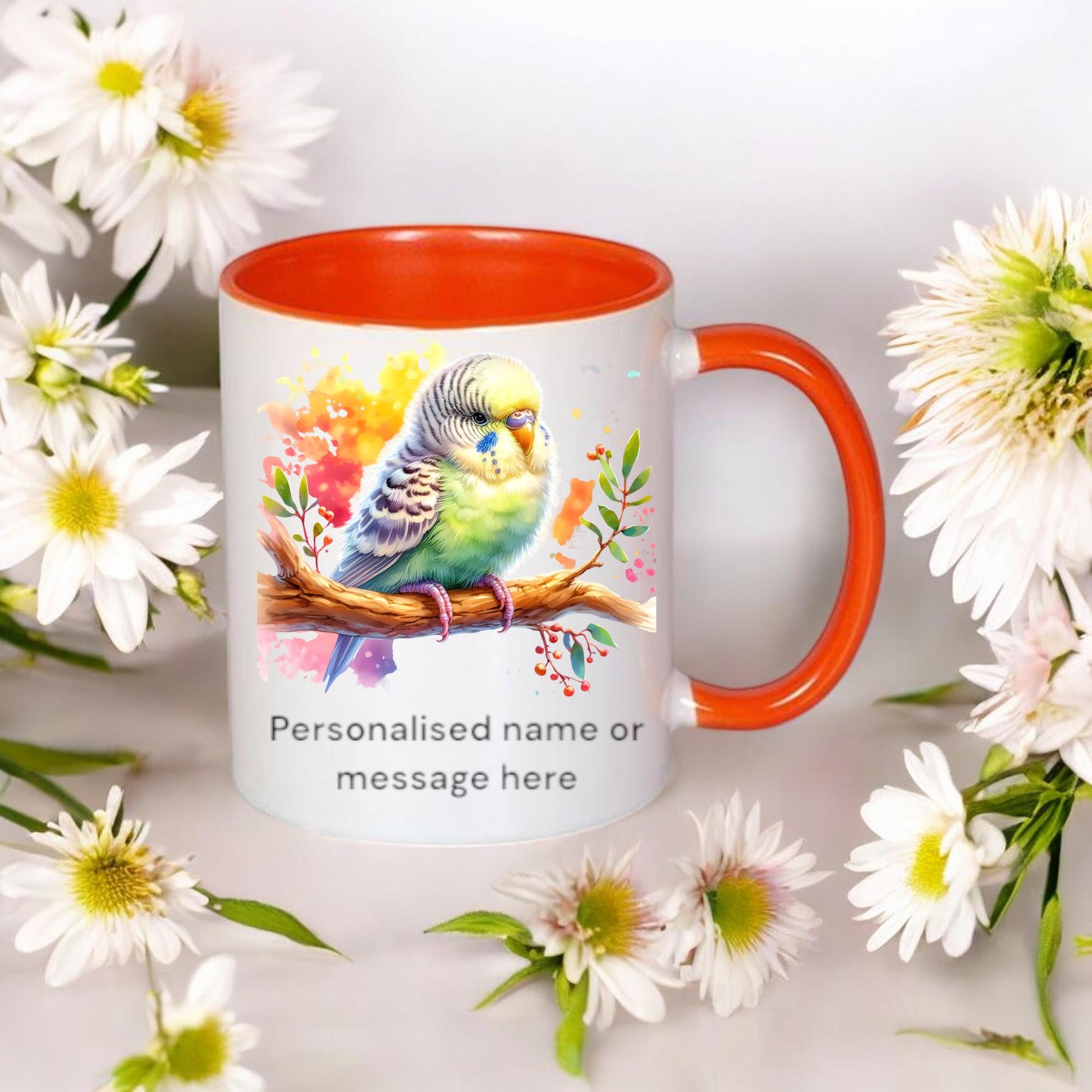 Personalised Budgie Mug – Custom Name Bird Lover Gift, Birthday Present, Animal & Insect Collection